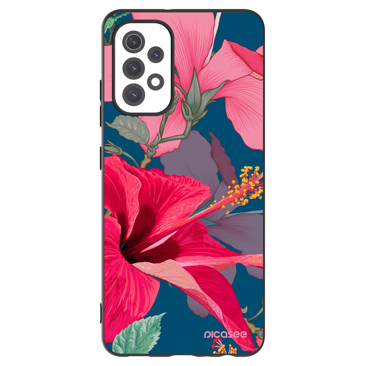 Picasee silikonowe czarne etui na Samsung Galaxy A32 5G A326B - Hibiscus