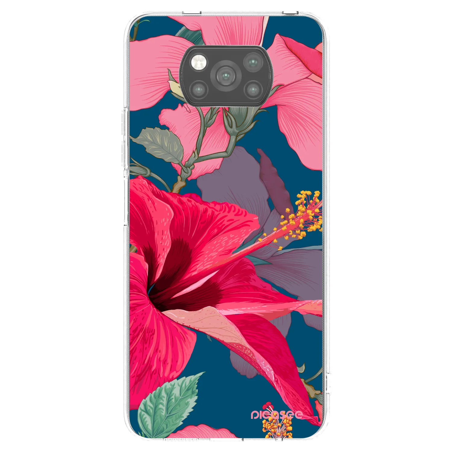 Picasee silikonowe czarne etui na Xiaomi Poco X3 Pro - Hibiscus