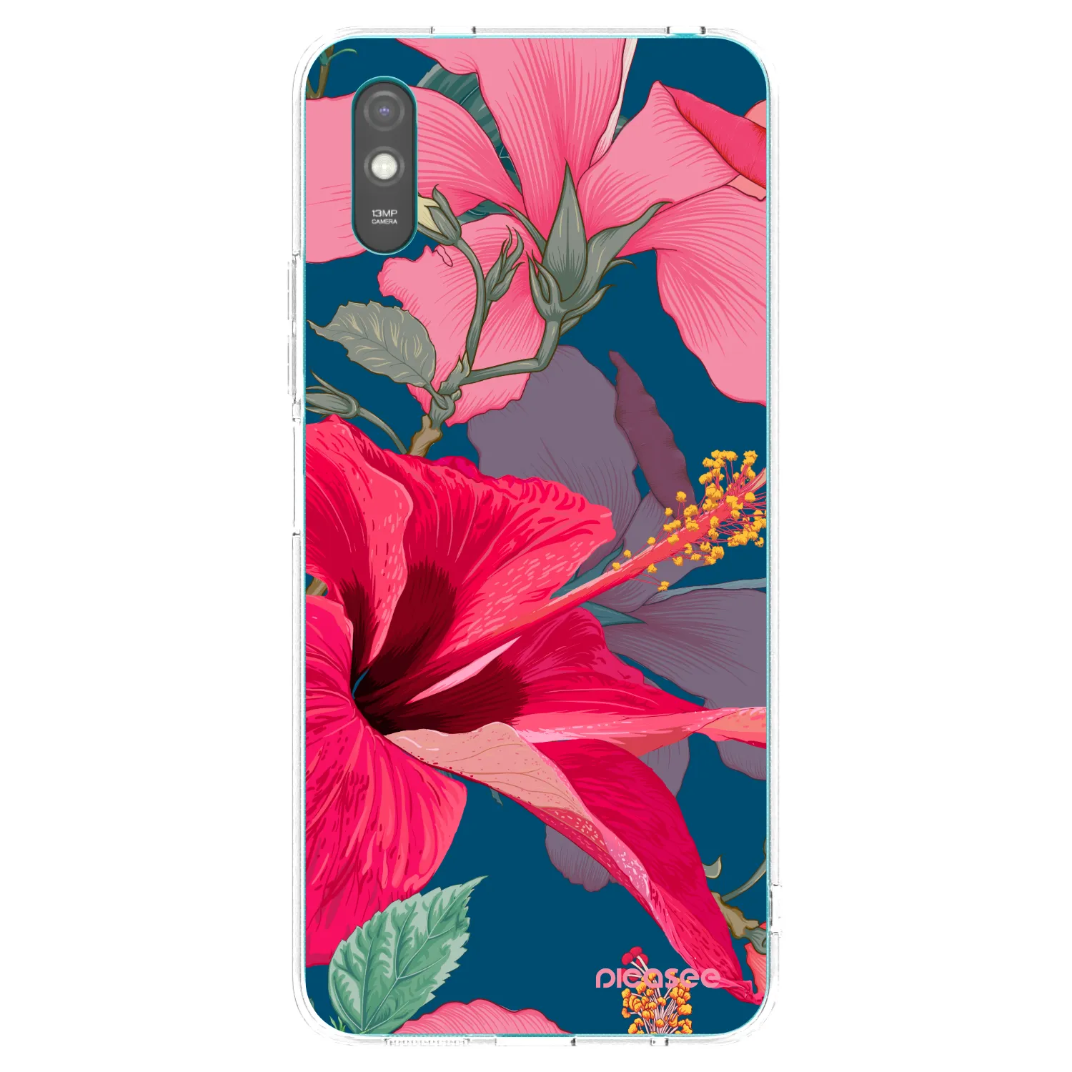 Picasee silikonowe przeźroczyste etui na Xiaomi Redmi 9AT - Hibiscus