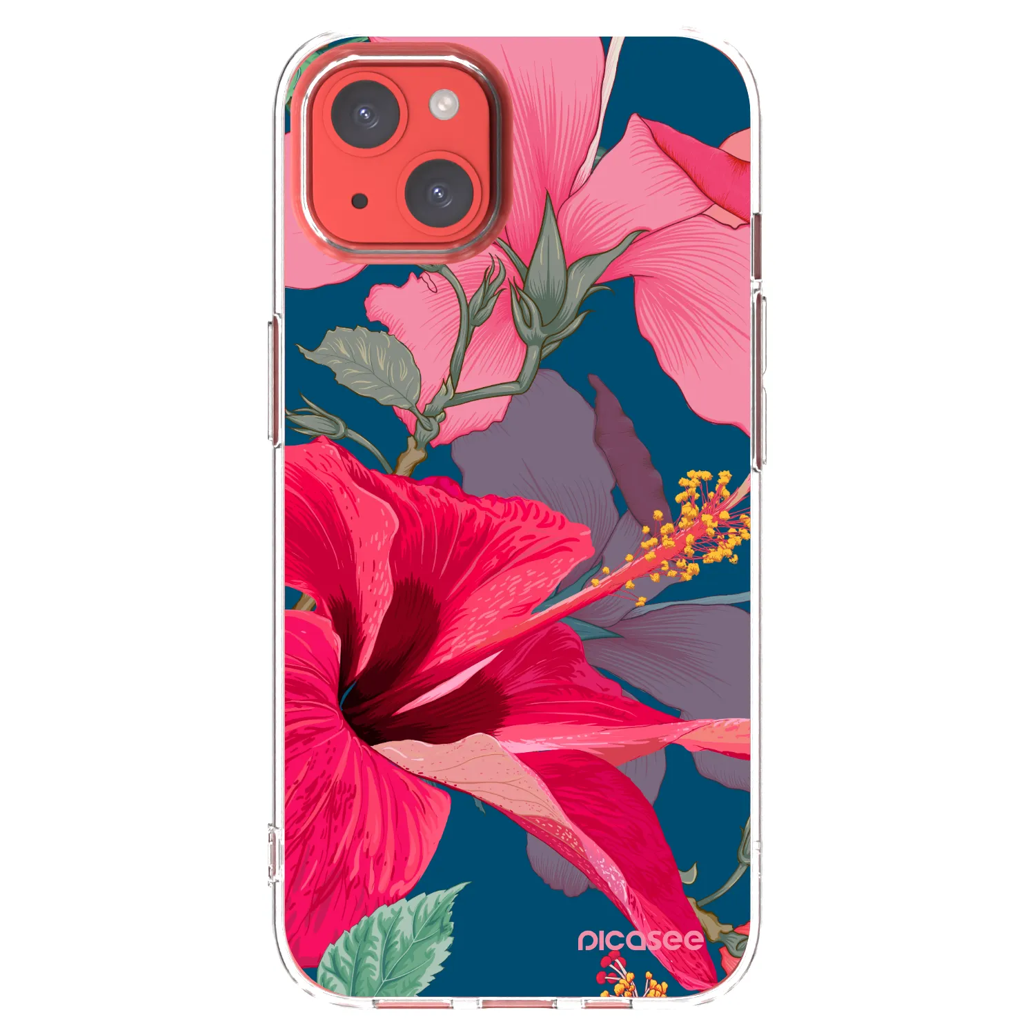 Picasee silikonowe przeźroczyste etui na Apple iPhone 13 - Hibiscus