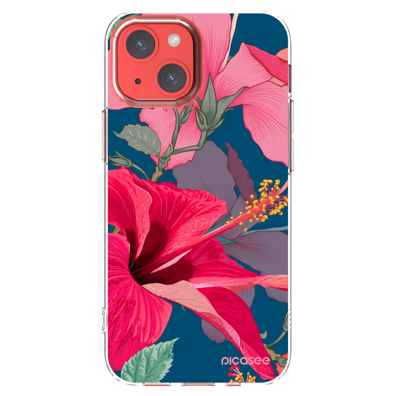 Picasee silikonowe przeźroczyste etui na Apple iPhone 13 mini - Hibiscus
