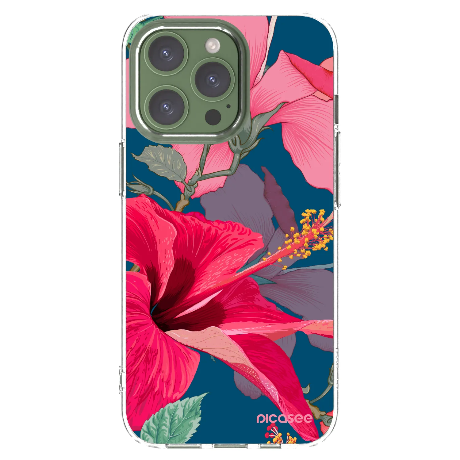 Picasee silikonowe przeźroczyste etui na Apple iPhone 13 Pro - Hibiscus