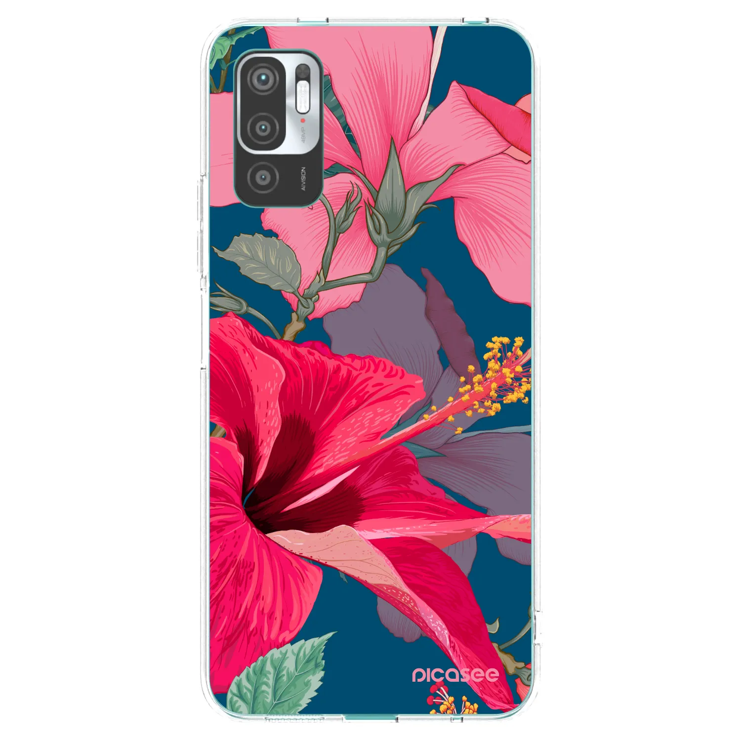 Picasee silikonowe przeźroczyste etui na Xiaomi Redmi Note 10 5G - Hibiscus