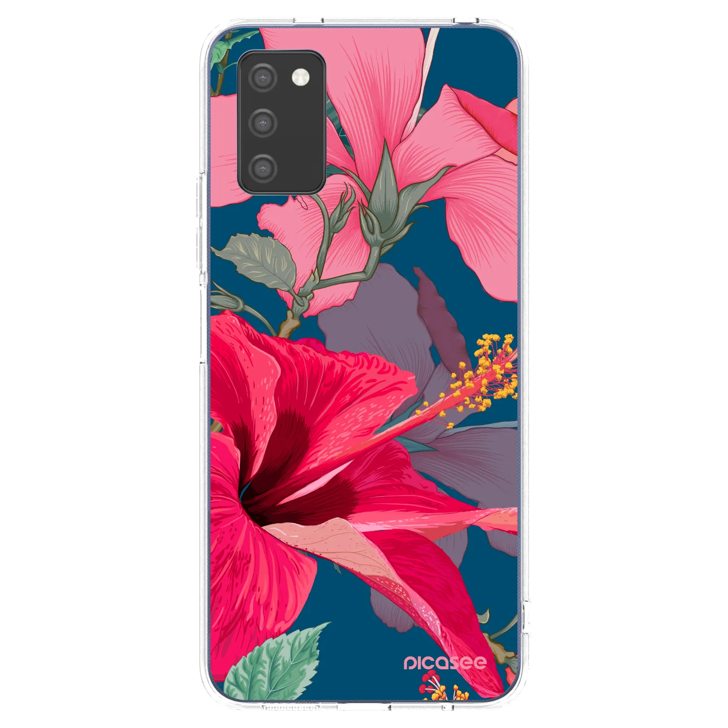 Picasee silikonowe przeźroczyste etui na Samsung Galaxy A02s A025G - Hibiscus