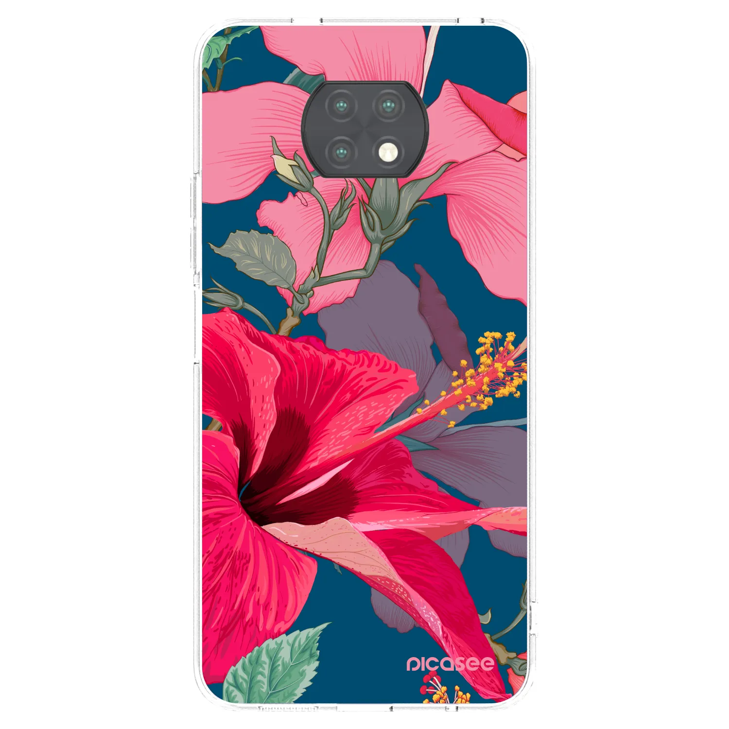 Picasee silikonowe przeźroczyste etui na Xiaomi Redmi Note 9T - Hibiscus