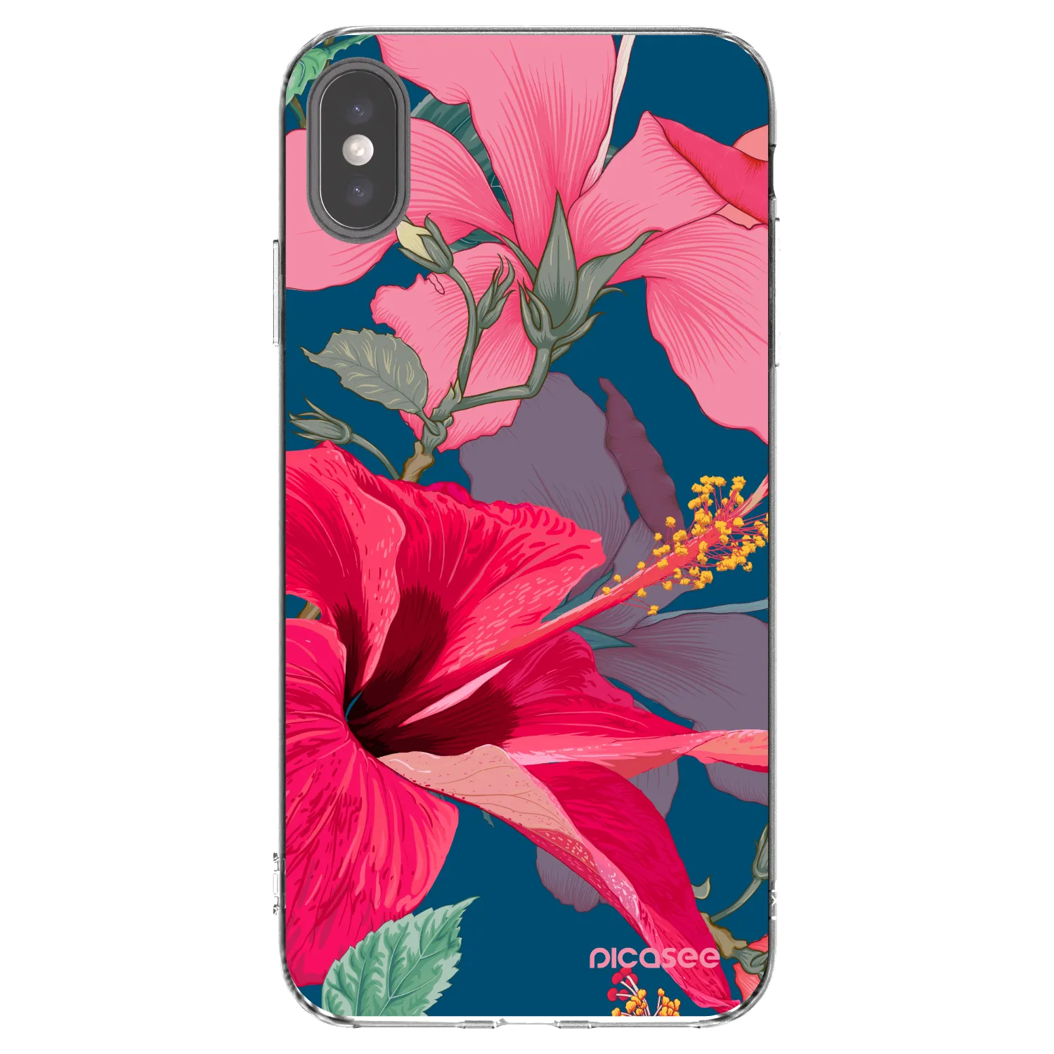 Picasee silikonowe przeźroczyste etui na Apple iPhone XS Max - Hibiscus