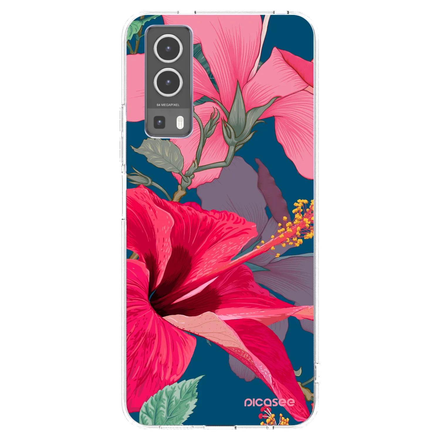 Picasee silikonowe przeźroczyste etui na Vivo Y72 5G - Hibiscus