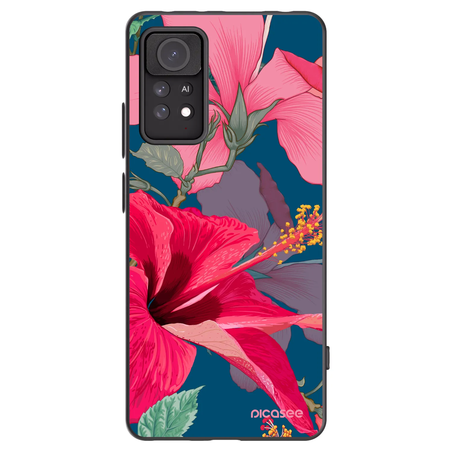 Picasee silikonowe czarne etui na Xiaomi Redmi Note 11 Pro 5G - Hibiscus