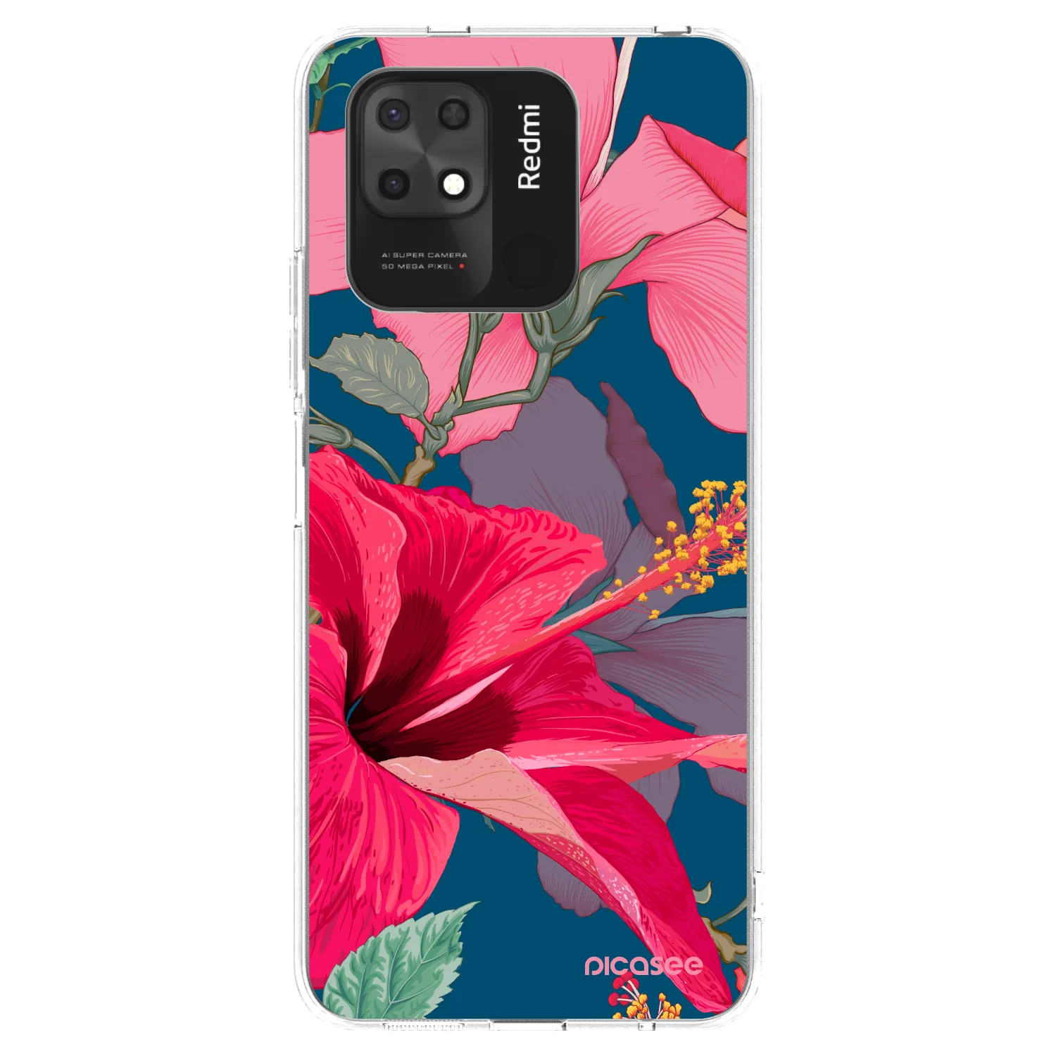 Picasee silikonowe przeźroczyste etui na Xiaomi Redmi 10C - Hibiscus
