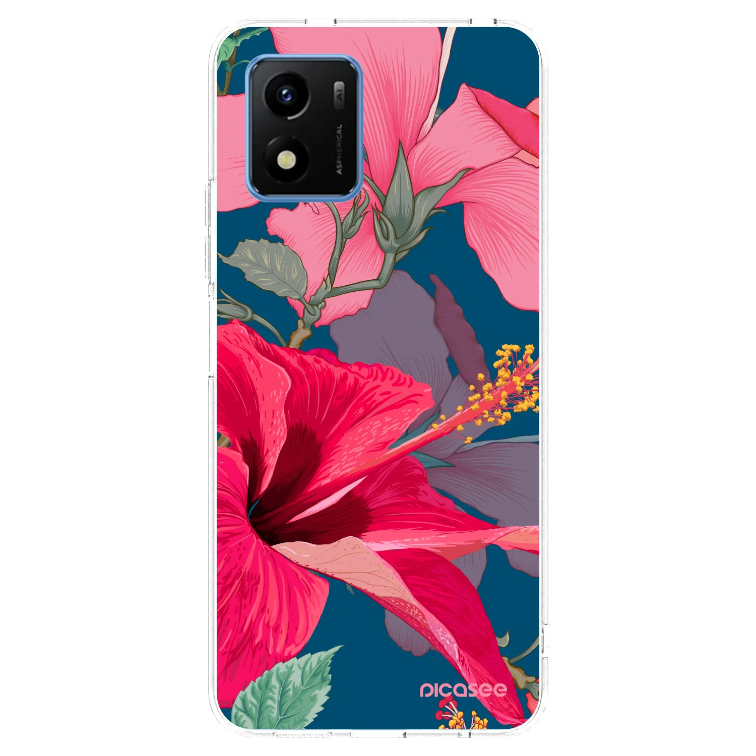 Picasee silikonowe przeźroczyste etui na Vivo Y01 - Hibiscus
