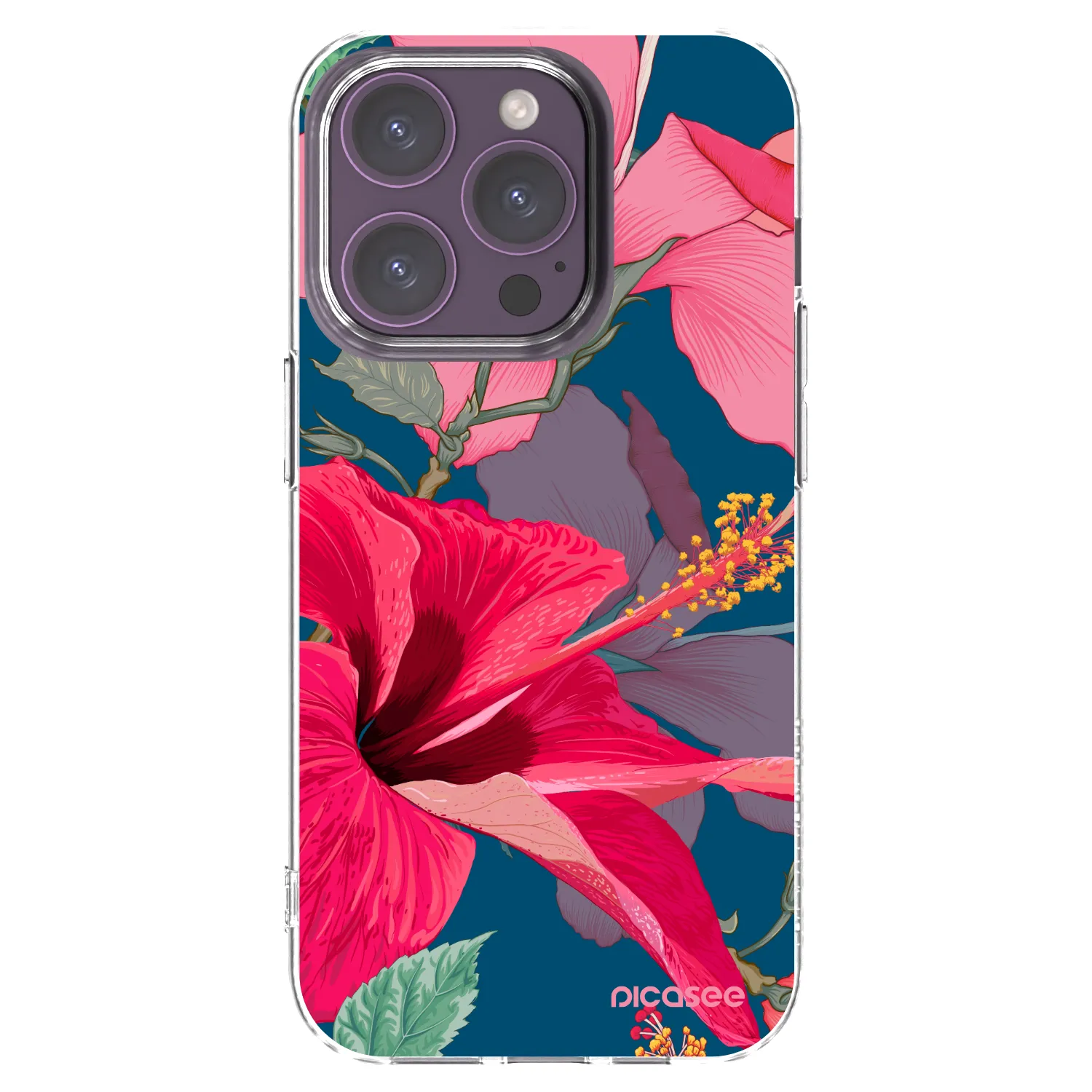 Picasee silikonowe przeźroczyste etui na Apple iPhone 14 Pro - Hibiscus