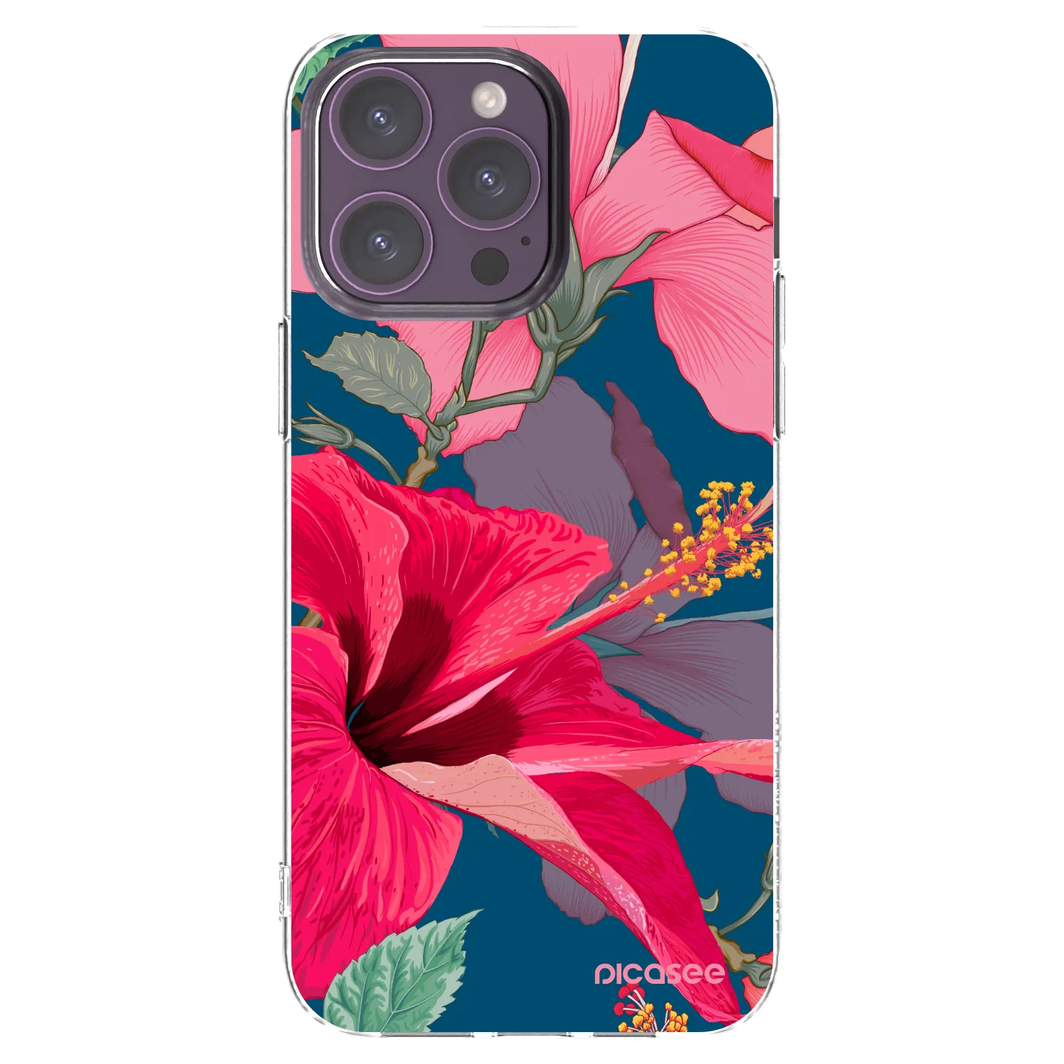 Picasee silikonowe przeźroczyste etui na Apple iPhone 14 Pro Max - Hibiscus