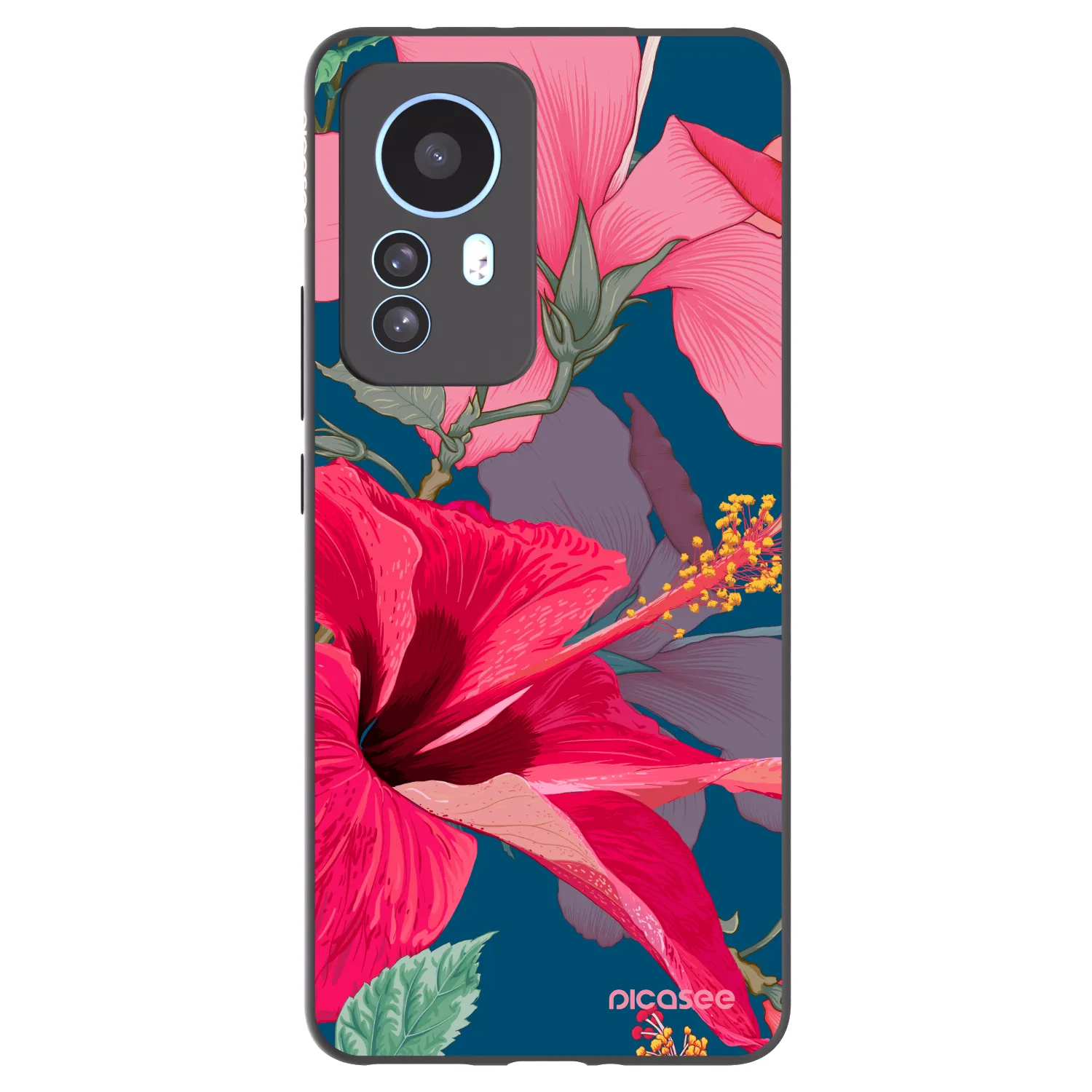 Picasee silikonowe czarne etui na Xiaomi 12T Pro - Hibiscus
