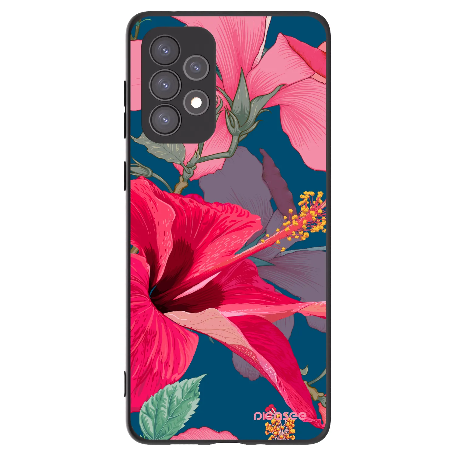 Picasee silikonowe czarne etui na Samsung Galaxy A73 5G - Hibiscus