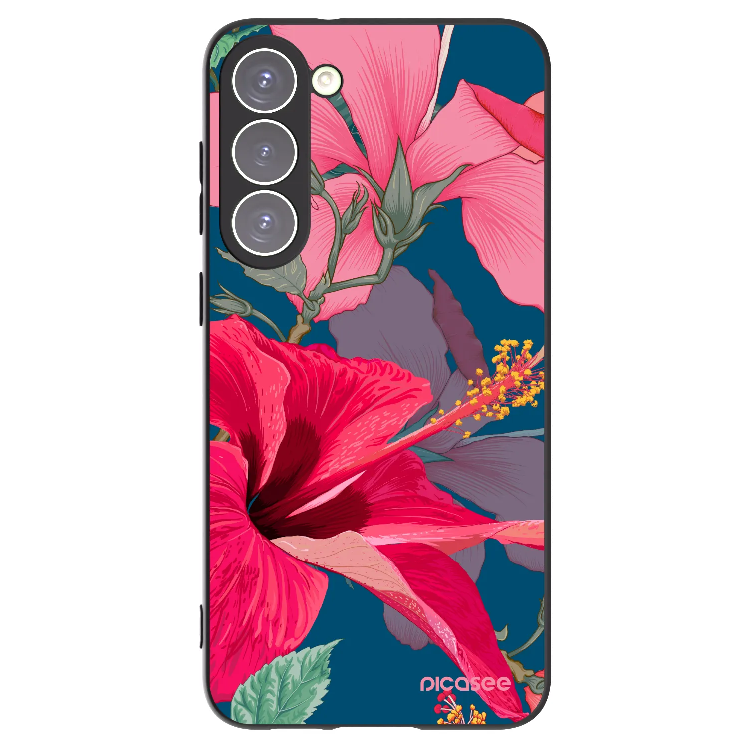 Picasee silikonowe czarne etui na Samsung Galaxy S23+ 5G - Hibiscus