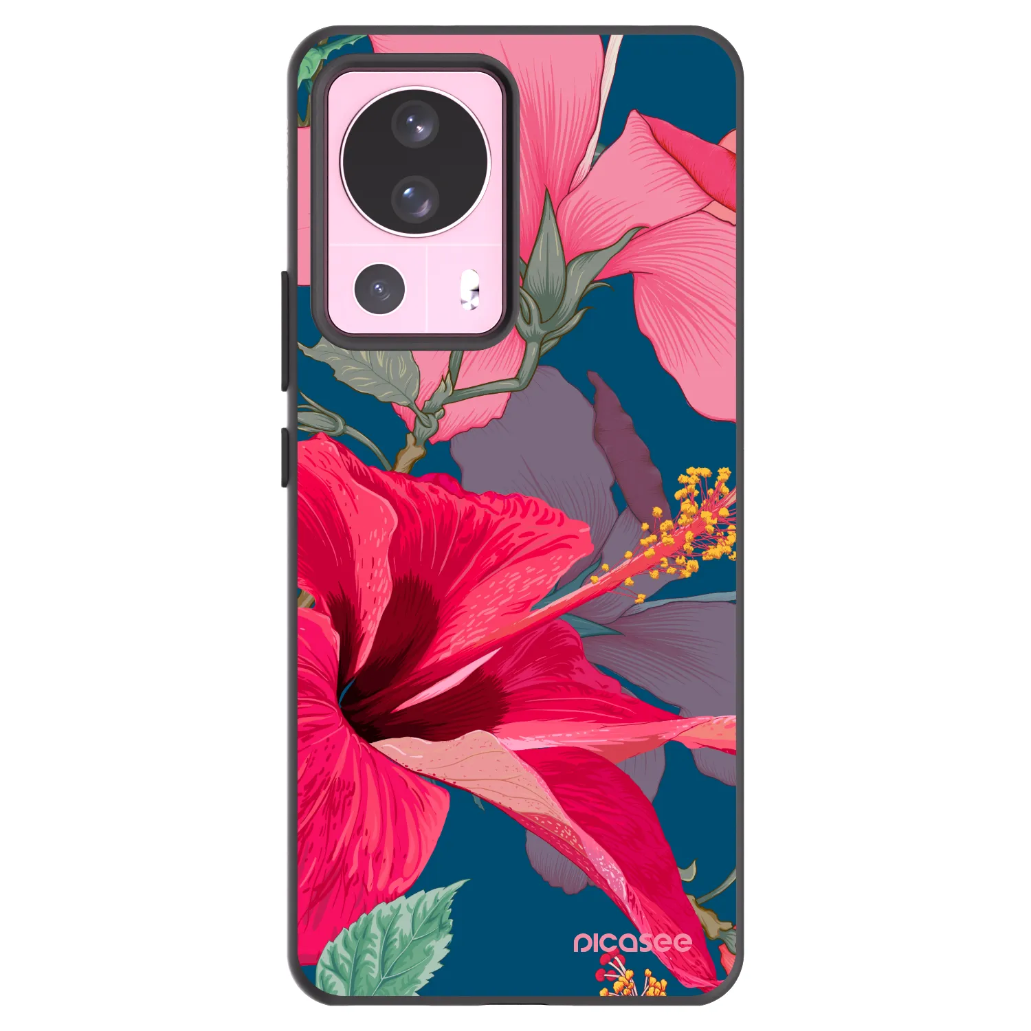 Picasee silikonowe czarne etui na Xiaomi 13 Lite - Hibiscus