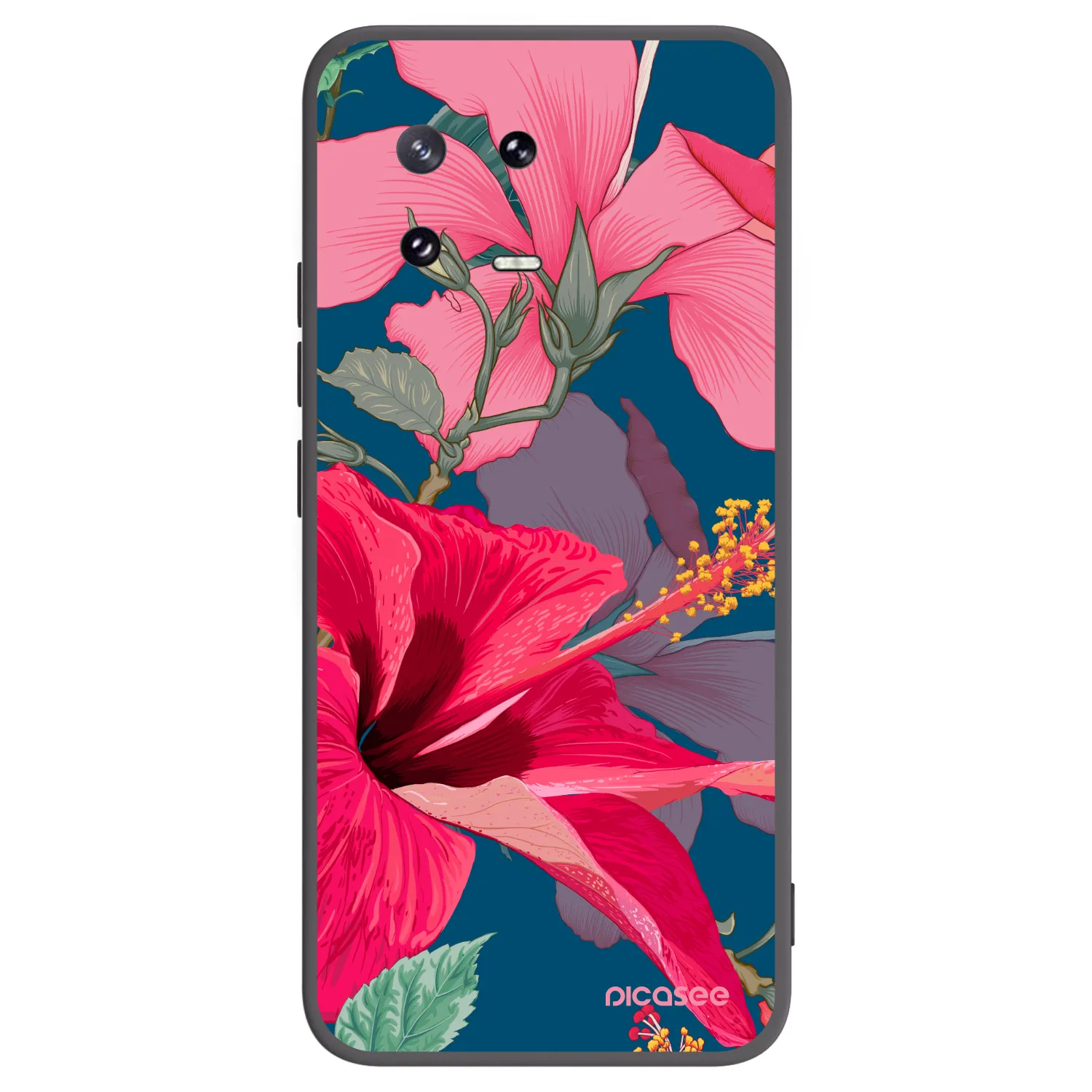 Picasee silikonowe czarne etui na Xiaomi 13 Pro - Hibiscus
