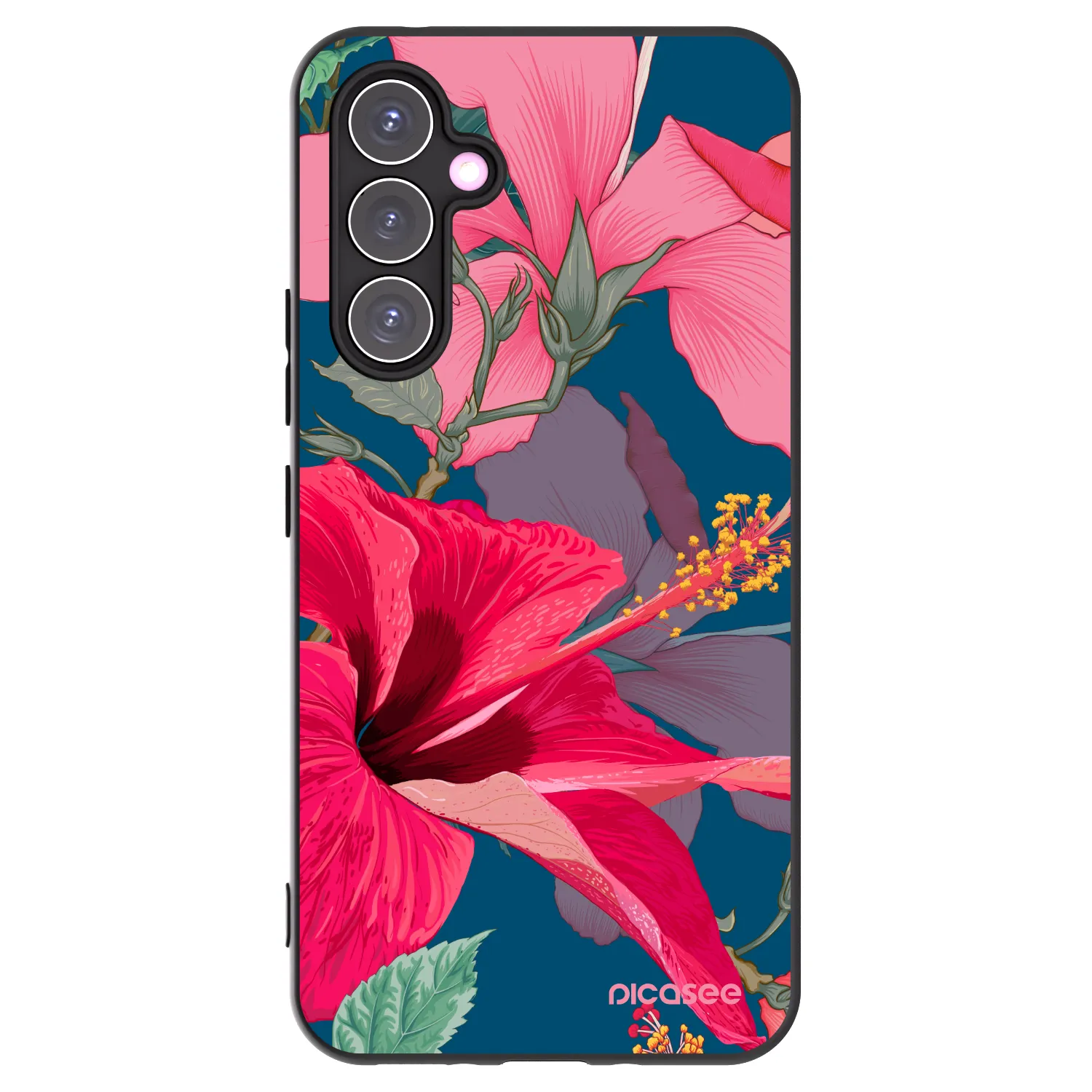 Picasee silikonowe czarne etui na Samsung Galaxy A54 5G A546B - Hibiscus