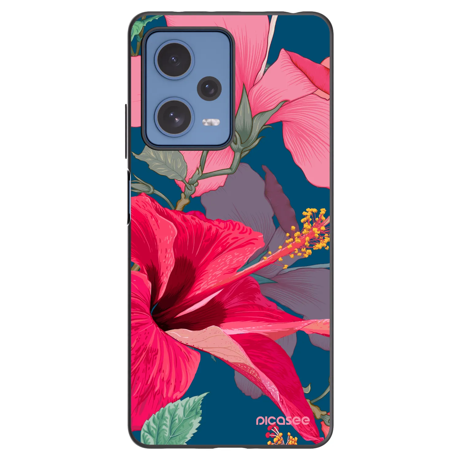 Picasee silikonowe czarne etui na Xiaomi Redmi Note 12 Pro 5G - Hibiscus