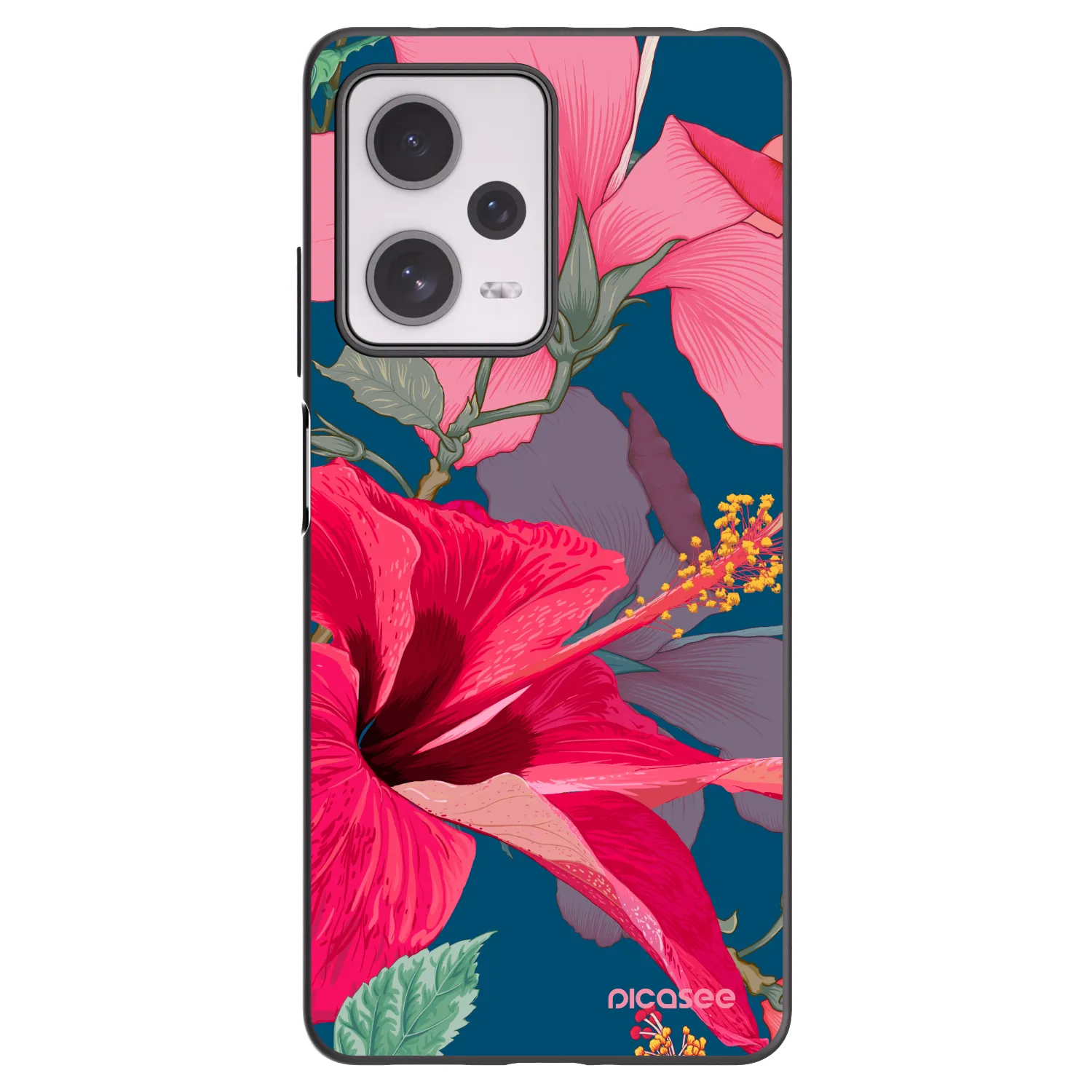 Picasee silikonowe czarne etui na Xiaomi Redmi Note 12 Pro+ 5G - Hibiscus