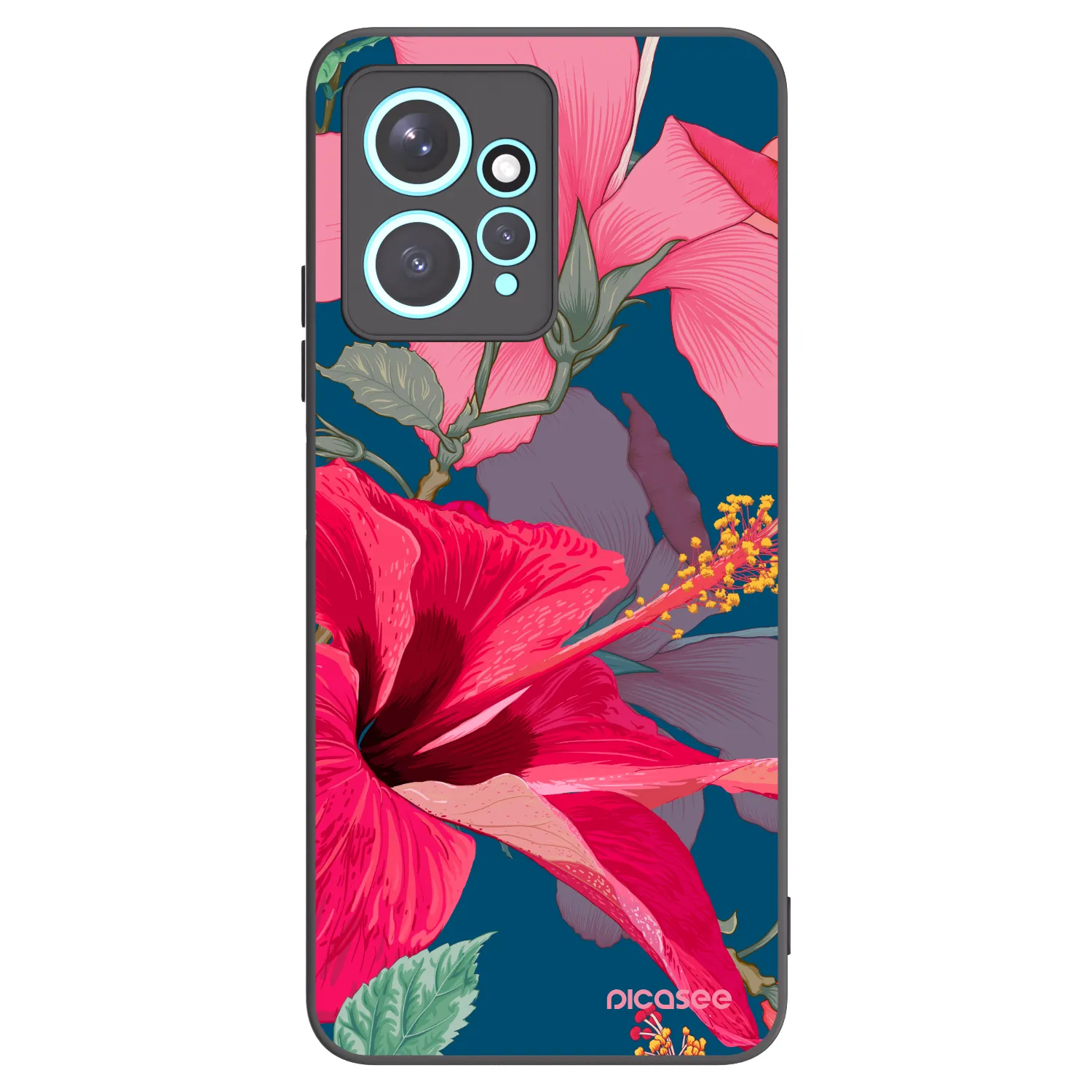 Picasee silikonowe czarne etui na Xiaomi Redmi Note 12 4G - Hibiscus