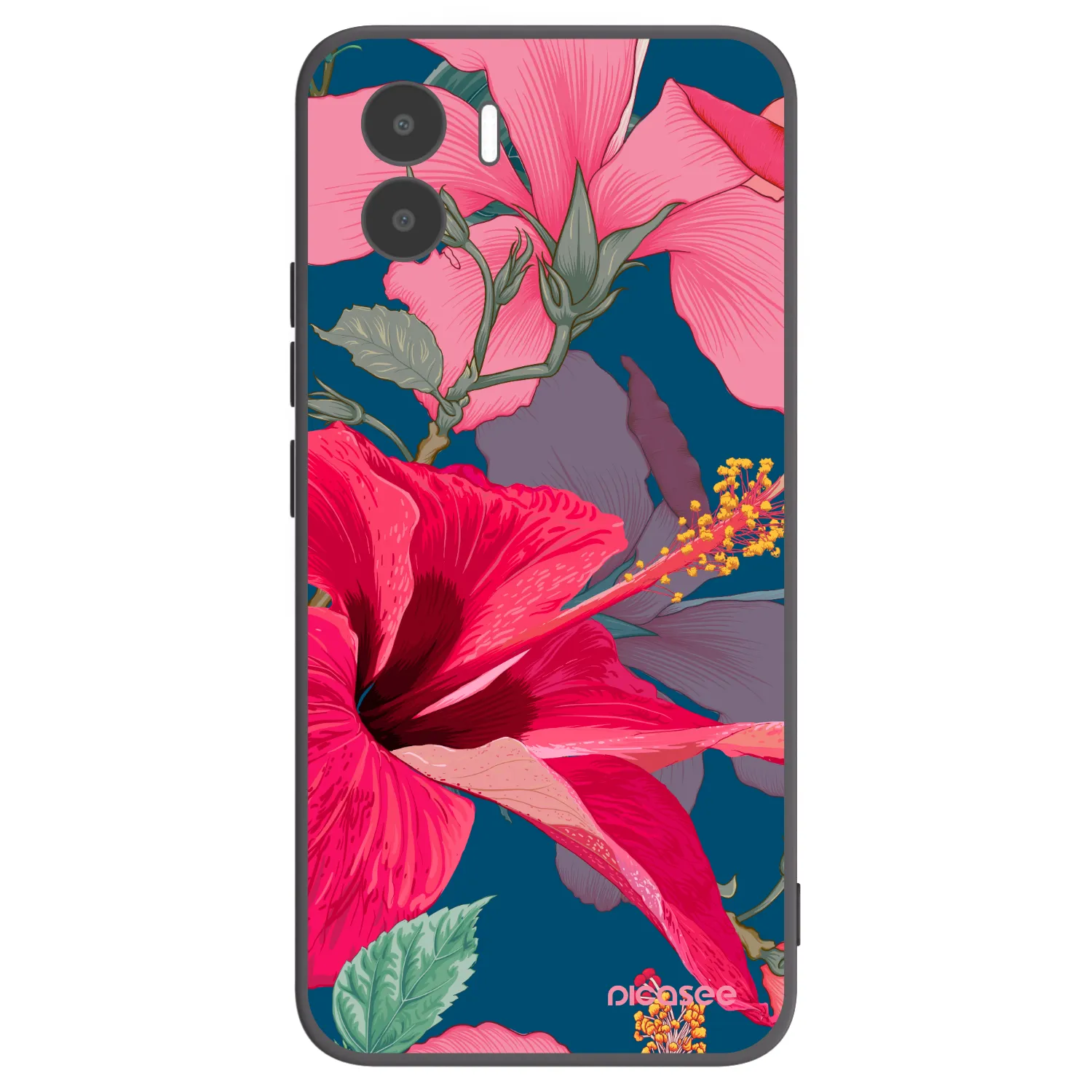 Picasee silikonowe czarne etui na Xiaomi Redmi A2 - Hibiscus