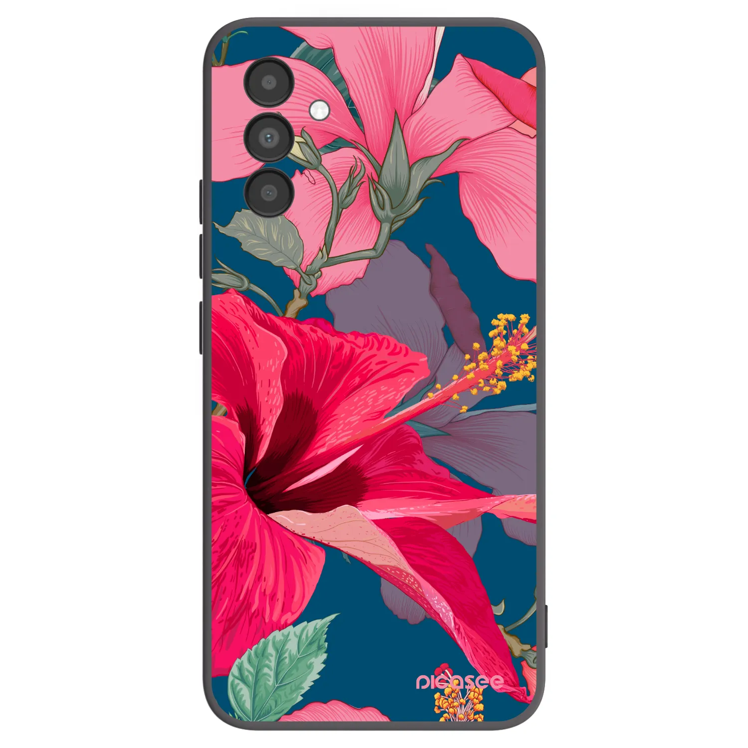 Picasee silikonowe czarne etui na Samsung Galaxy A04s A047F - Hibiscus
