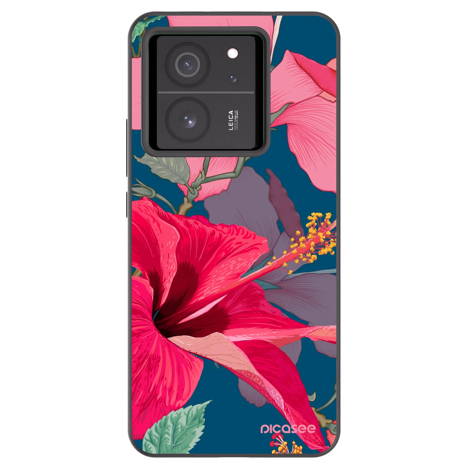 Picasee silikonowe czarne etui na Xiaomi 13T - Hibiscus
