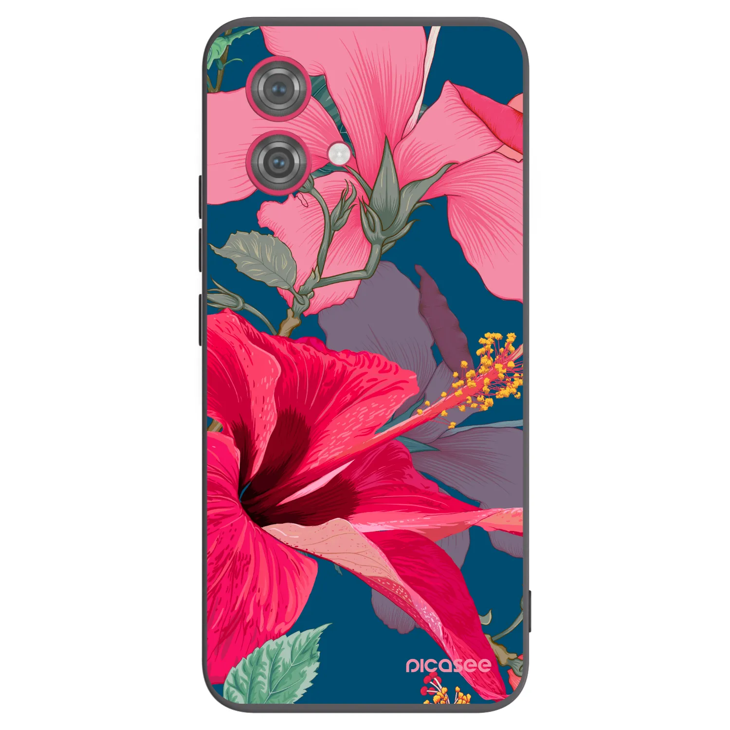 Picasee silikonowe czarne etui na Motorola Moto G84 5G - Hibiscus