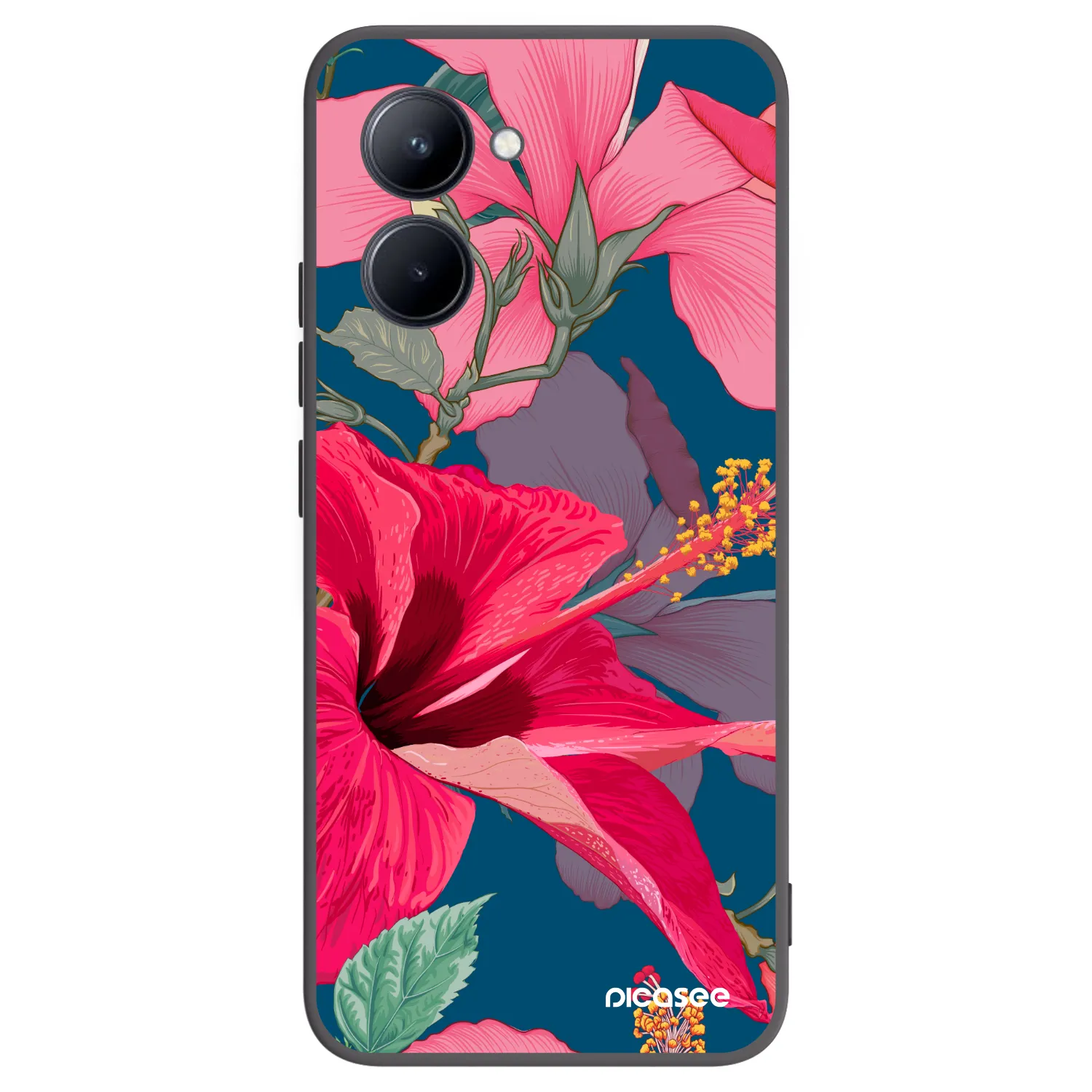 Picasee silikonowe czarne etui na Realme C33 (2023) - Hibiscus
