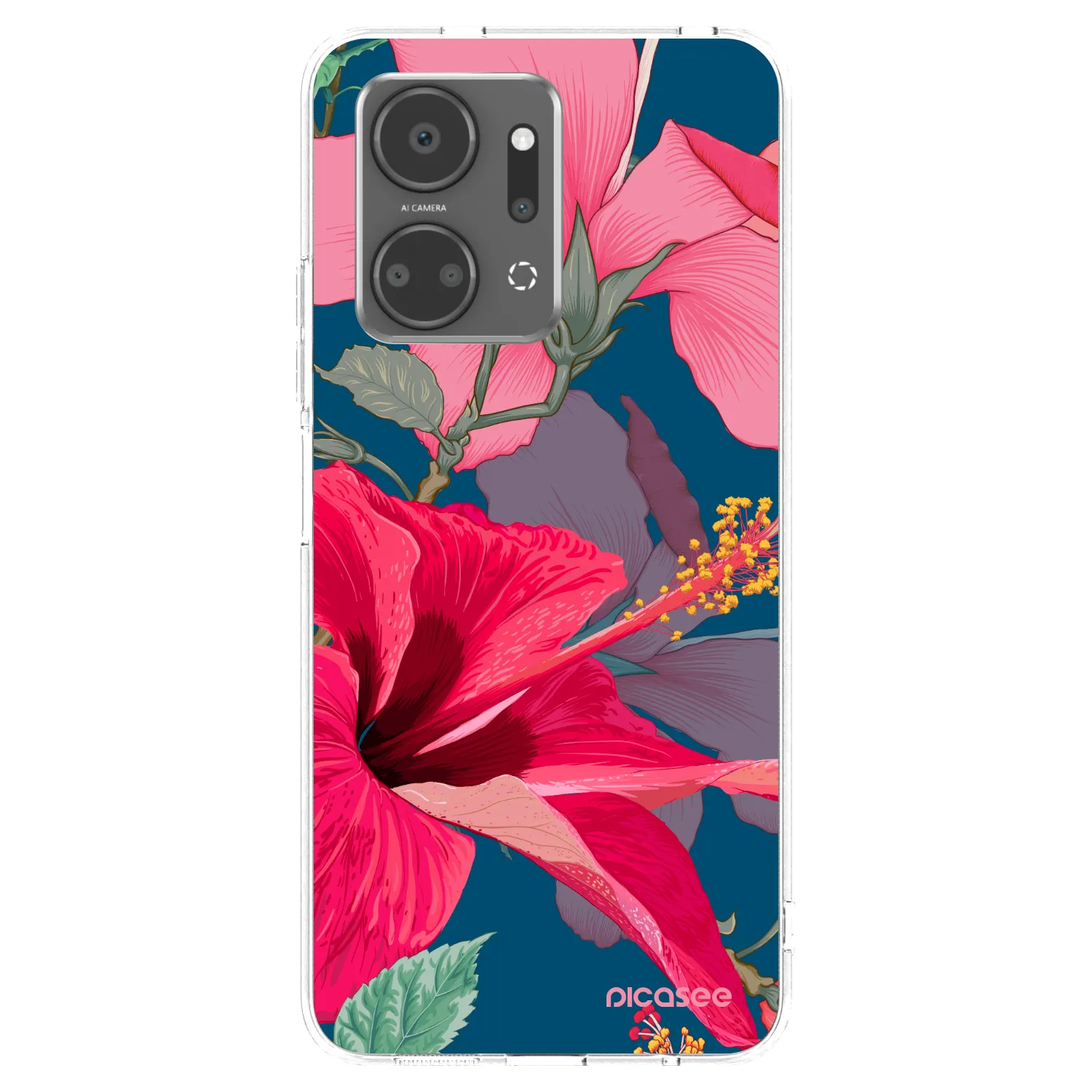Picasee silikonowe przeźroczyste etui na Honor X7a - Hibiscus