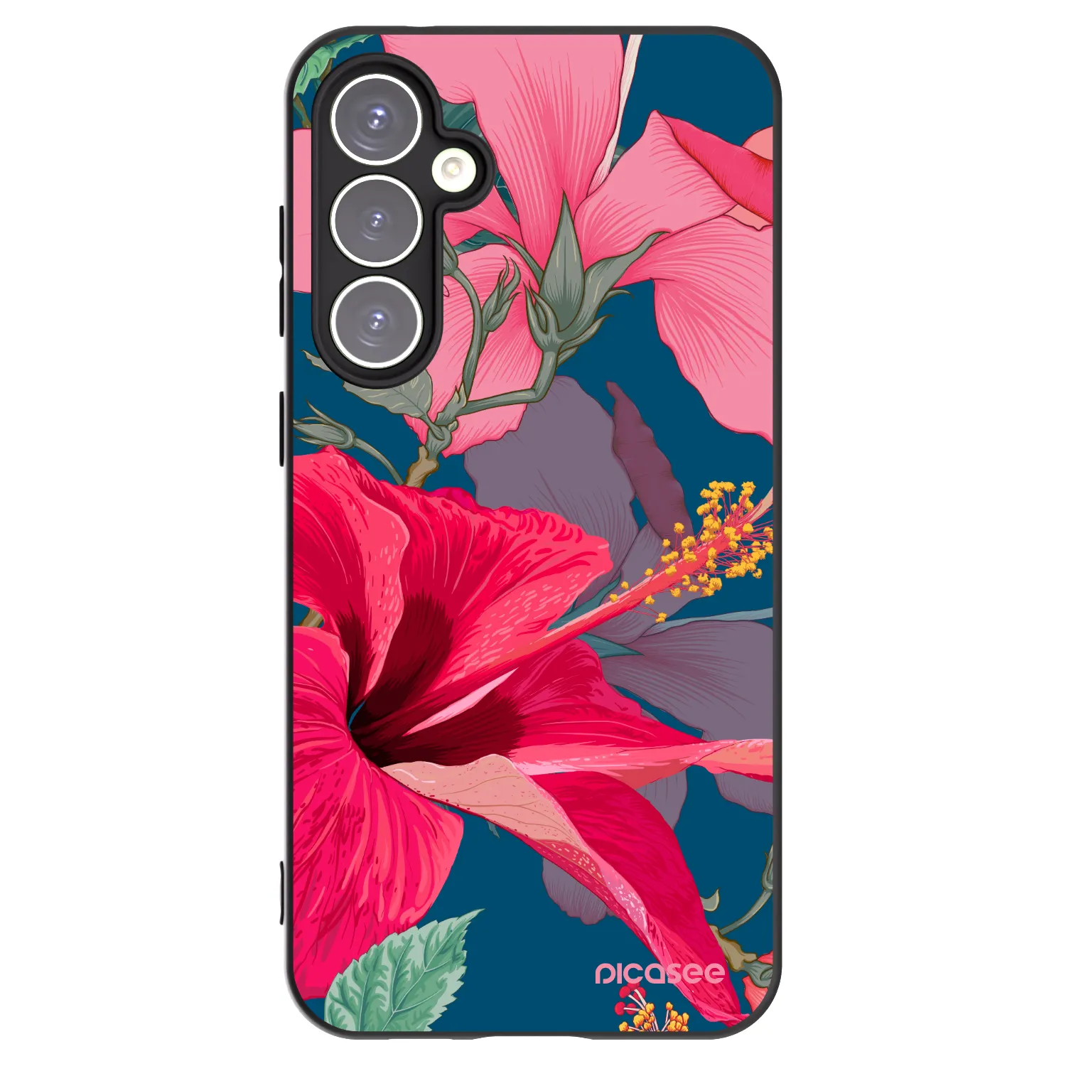 Picasee silikonowe czarne etui na Samsung Galaxy S23 FE S711B - Hibiscus