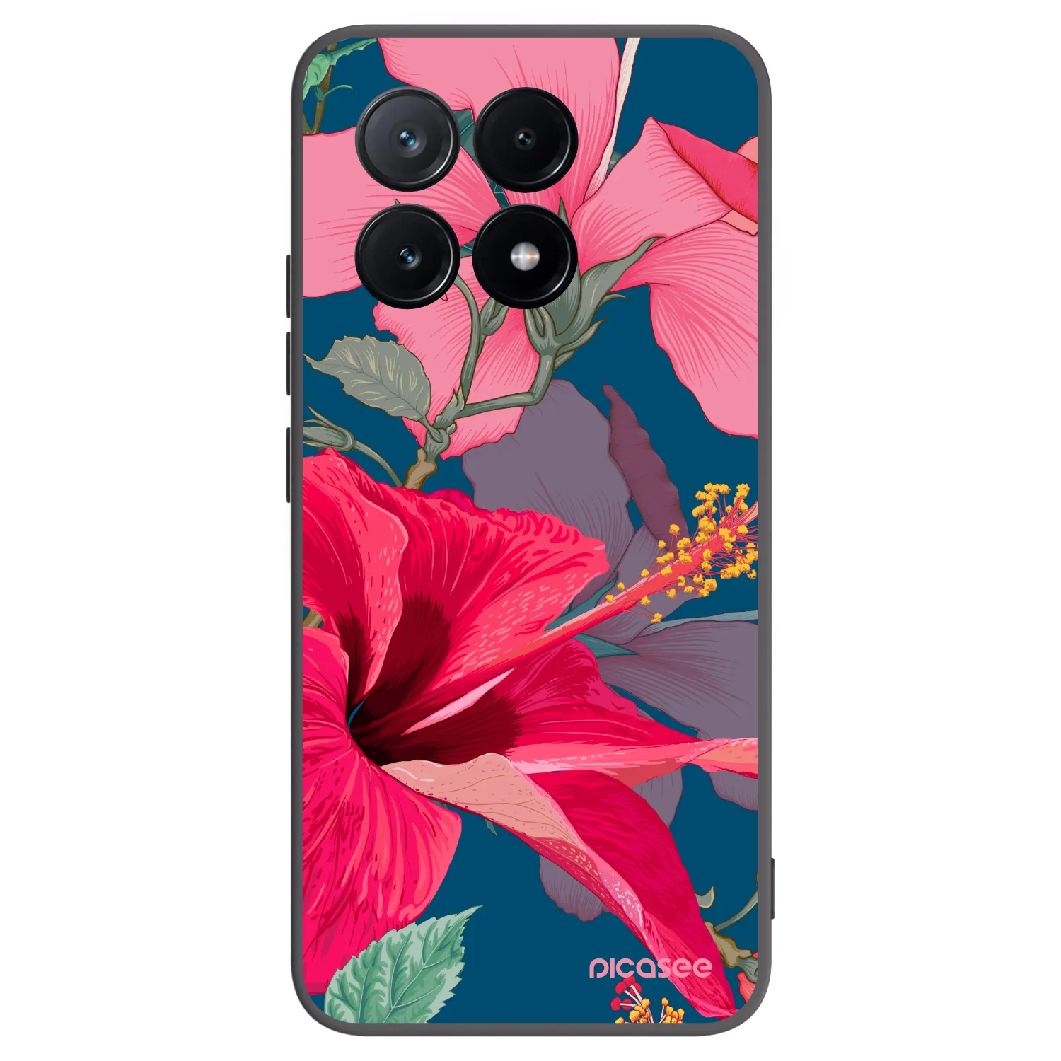 Picasee silikonowe czarne etui na Xiaomi Poco X6 Pro - Hibiscus