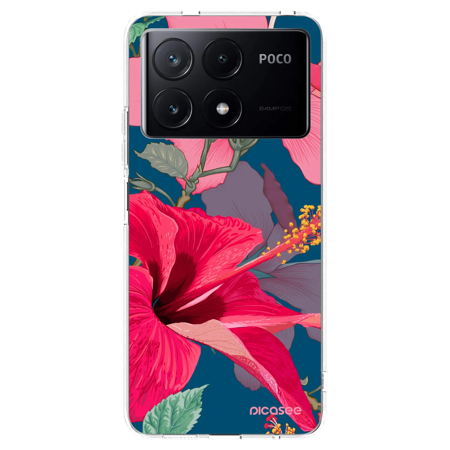 Picasee silikonowe przeźroczyste etui na Xiaomi Poco X6 Pro - Hibiscus