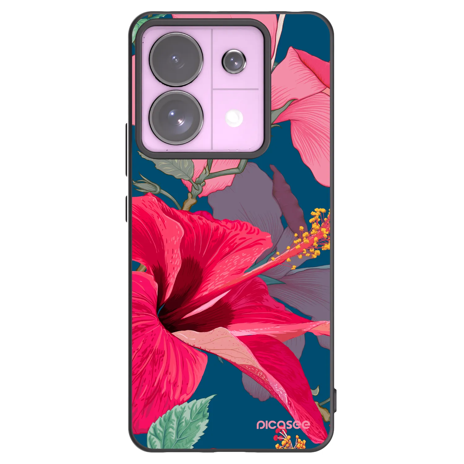 Picasee silikonowe czarne etui na Xiaomi Redmi Note 13 Pro 5G - Hibiscus