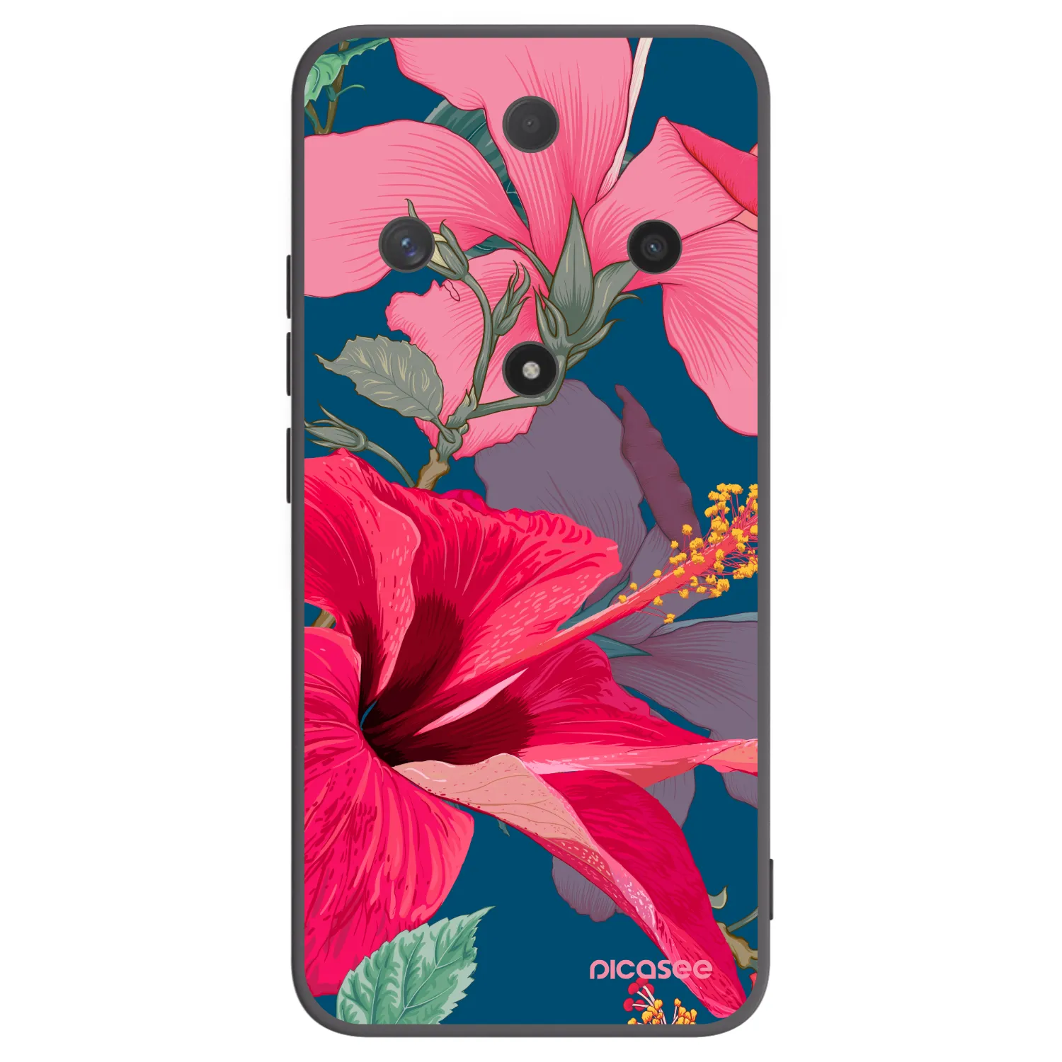 Picasee silikonowe czarne etui na Honor Magic6 Lite 5G - Hibiscus