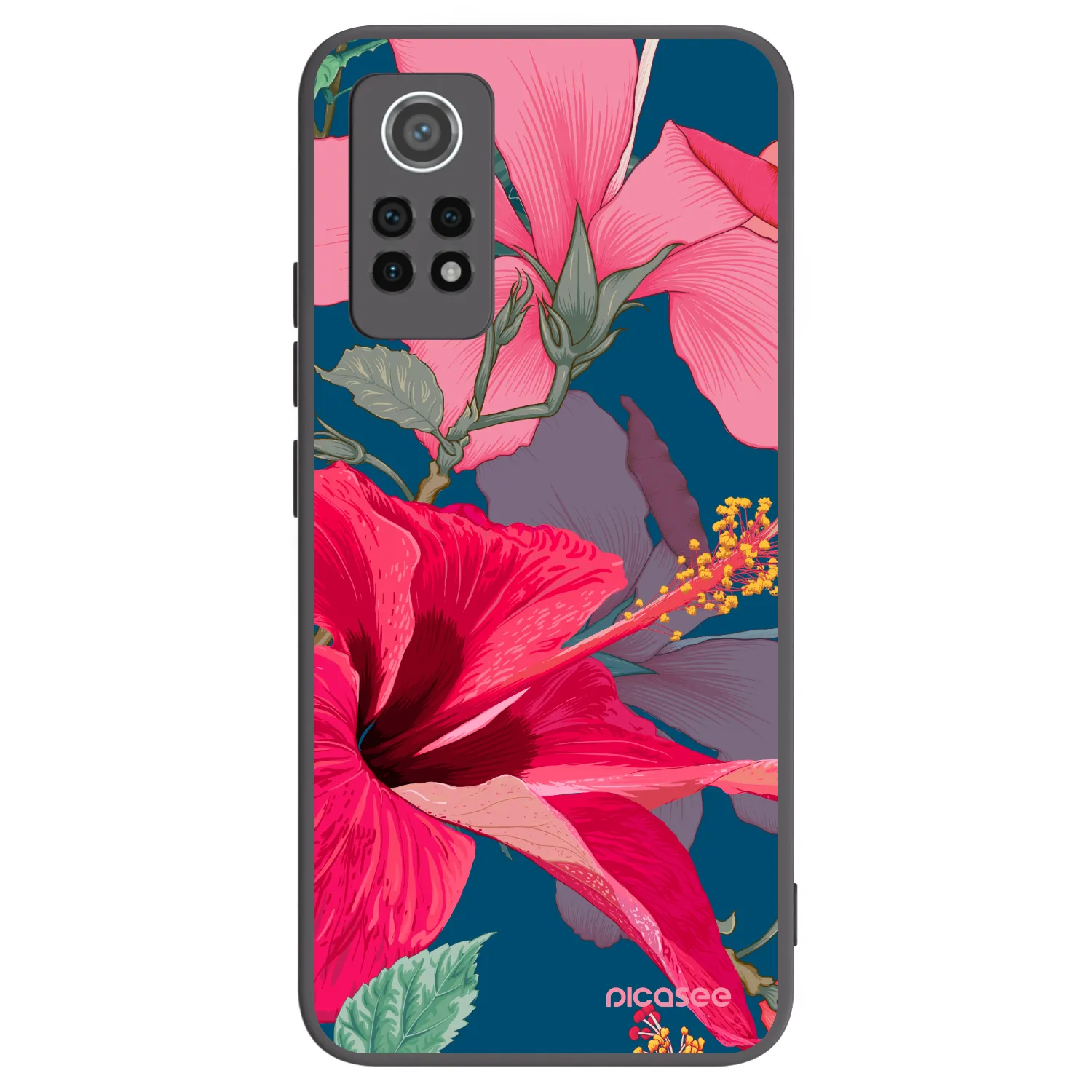 Picasee silikonowe czarne etui na Xiaomi Redmi Note 12 Pro 4G - Hibiscus