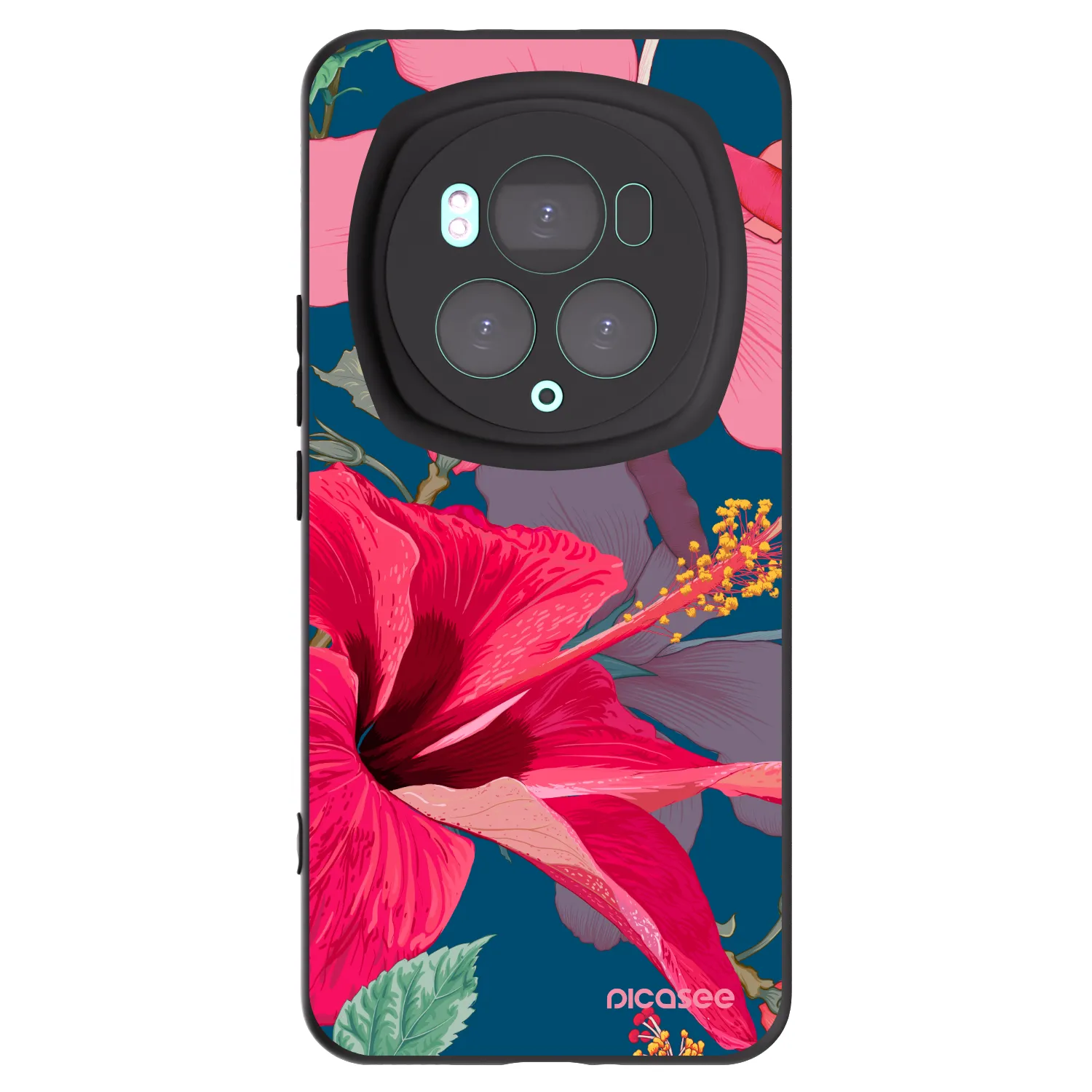 Picasee silikonowe czarne etui na Honor Magic6 Pro - Hibiscus