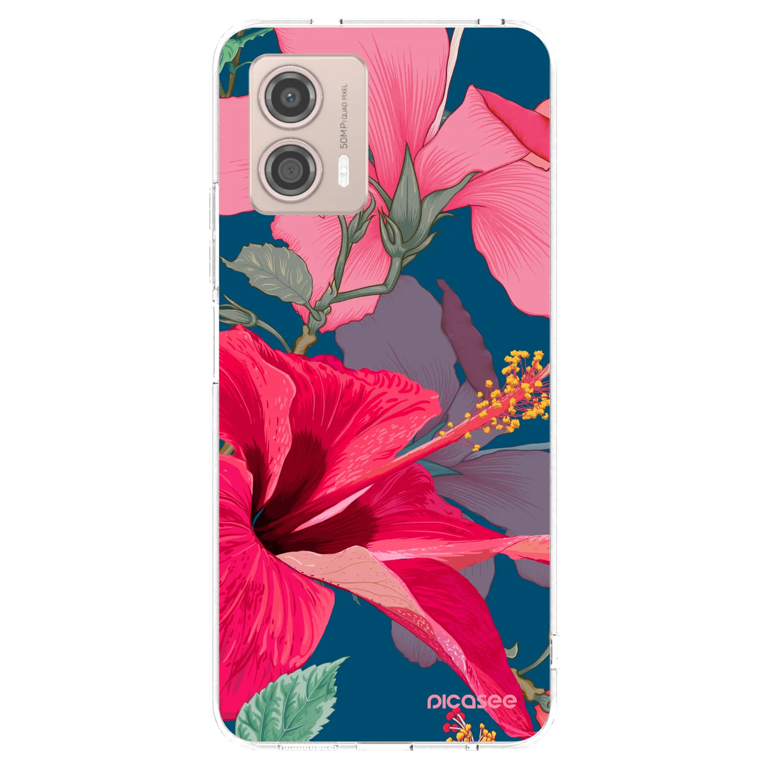 Picasee silikonowe przeźroczyste etui na Motorola Moto G53 5G - Hibiscus