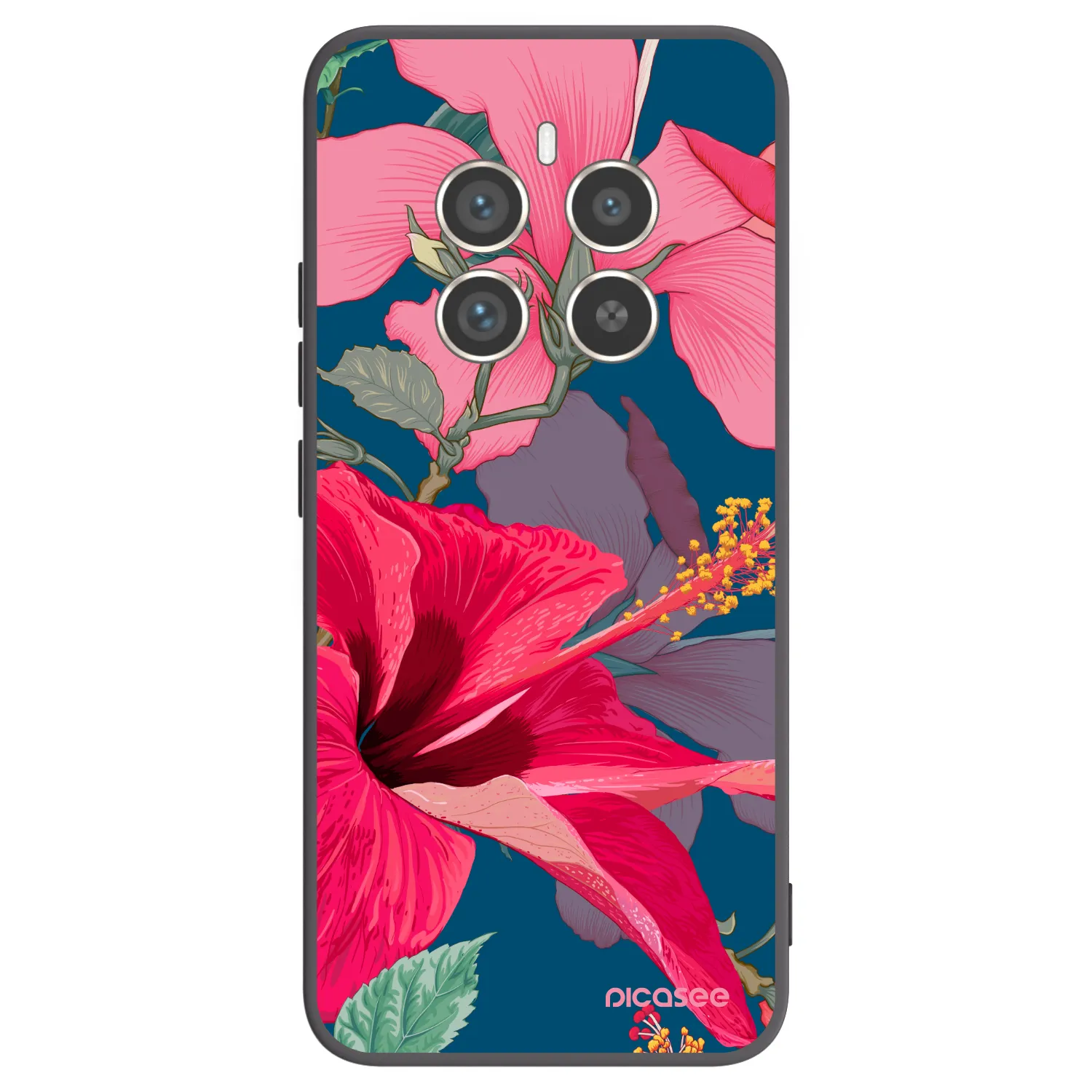 Picasee silikonowe czarne etui na Realme 12 Pro 5G - Hibiscus