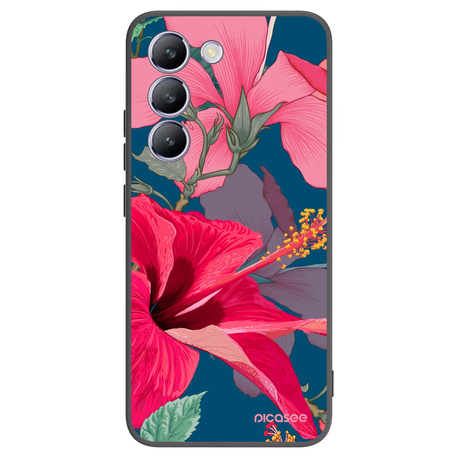 Picasee silikonowe czarne etui na Vivo V40 SE 5G - Hibiscus