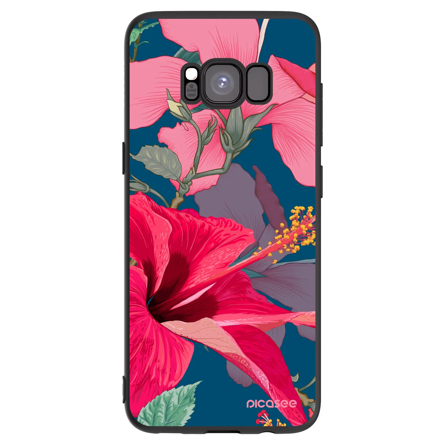 Picasee silikonowe czarne etui na Samsung Galaxy S8 G950F - Hibiscus