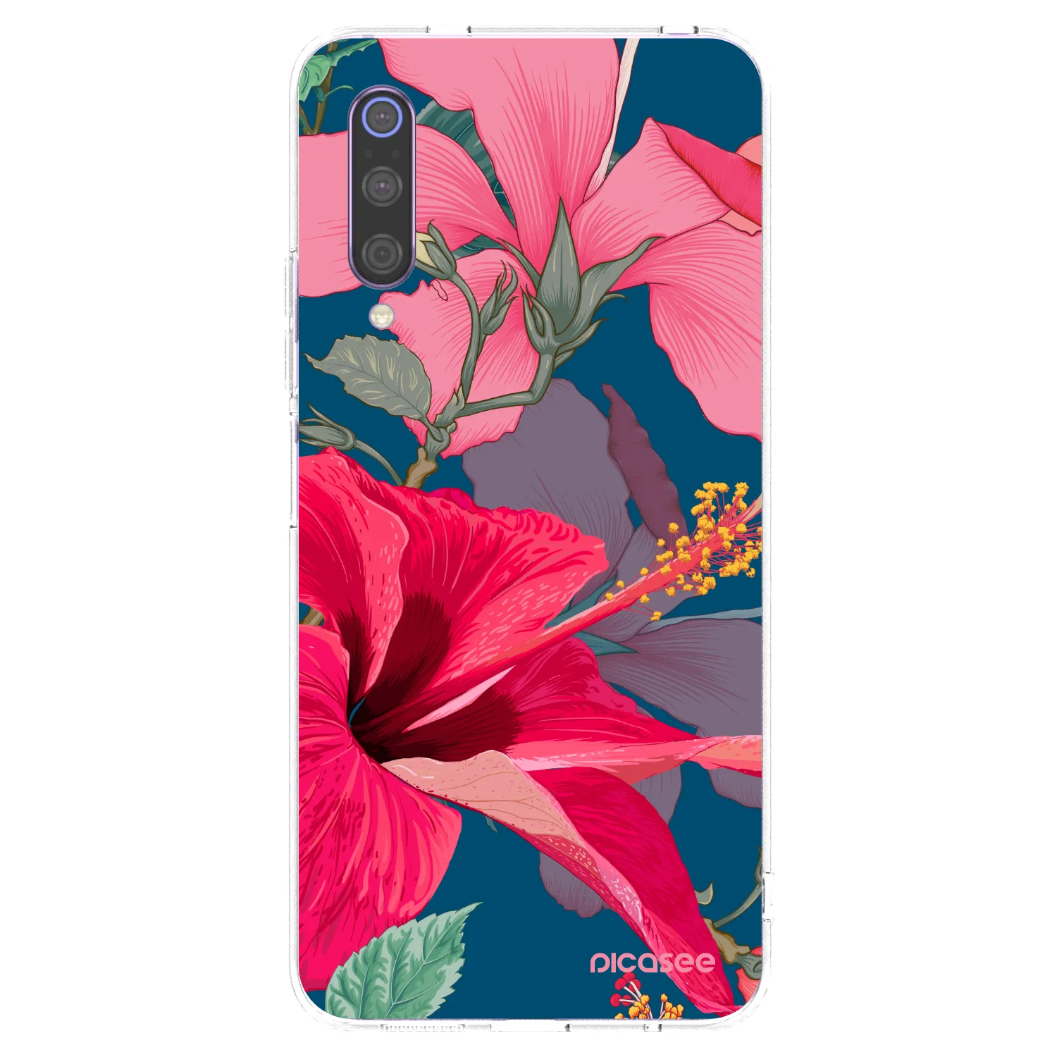 Picasee silikonowe przeźroczyste etui na Xiaomi Mi 9 - Hibiscus