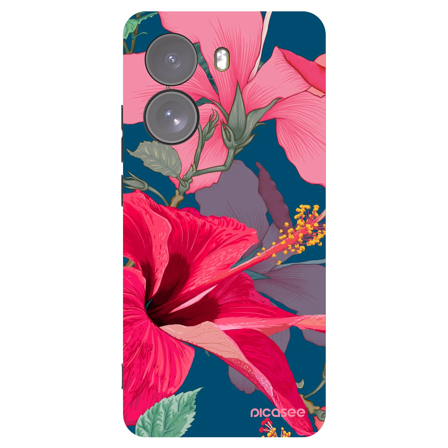Picasee silikonowe czarne etui na Xiaomi Poco X7 - Hibiscus