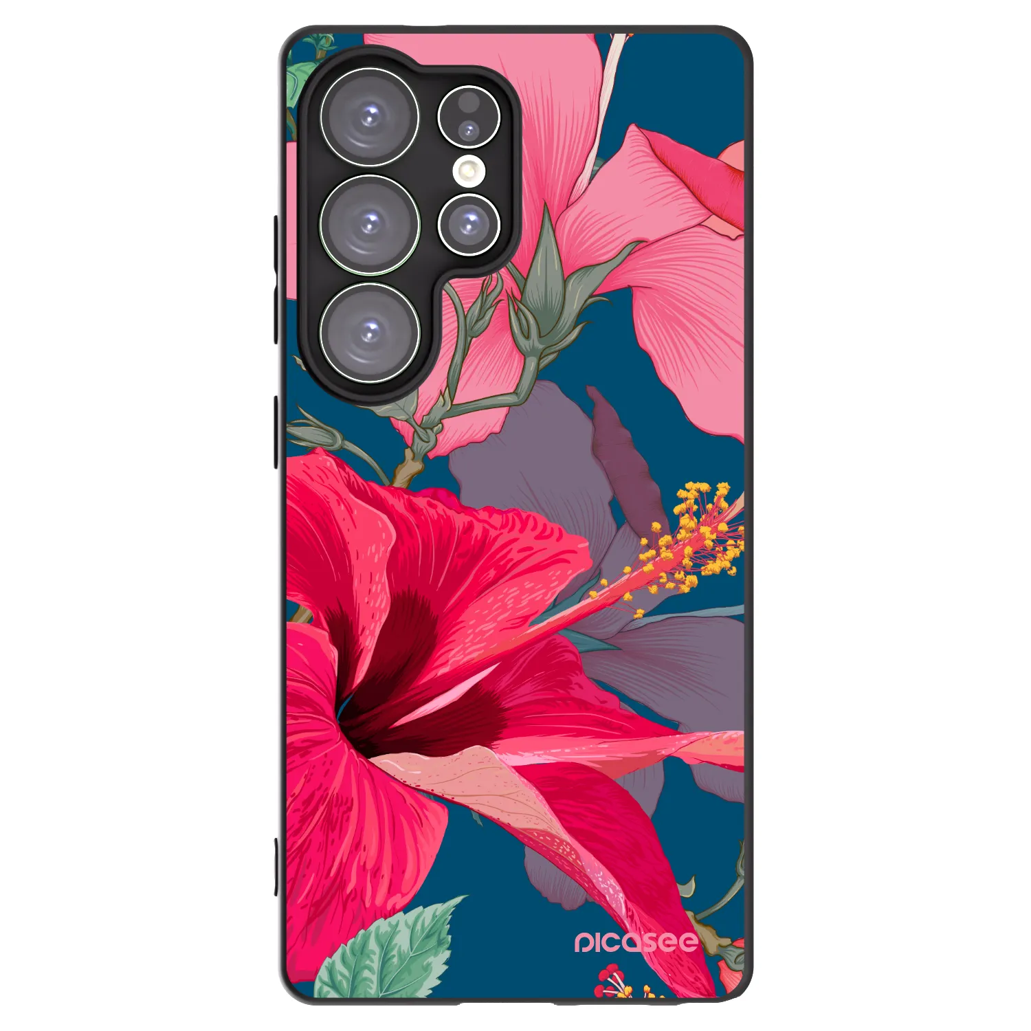 Picasee silikonowe czarne etui na Samsung Galaxy S25 Ultra 5G - Hibiscus