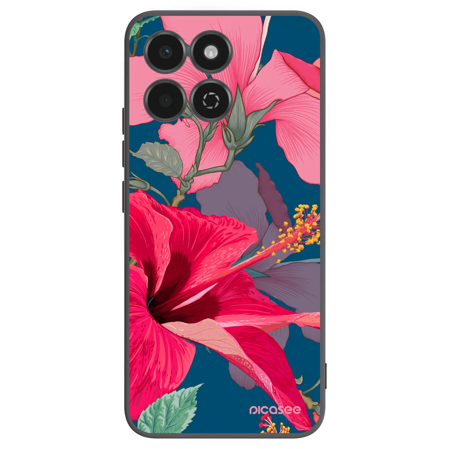Picasee silikonowe czarne etui na Honor 200 Smart 5G - Hibiscus