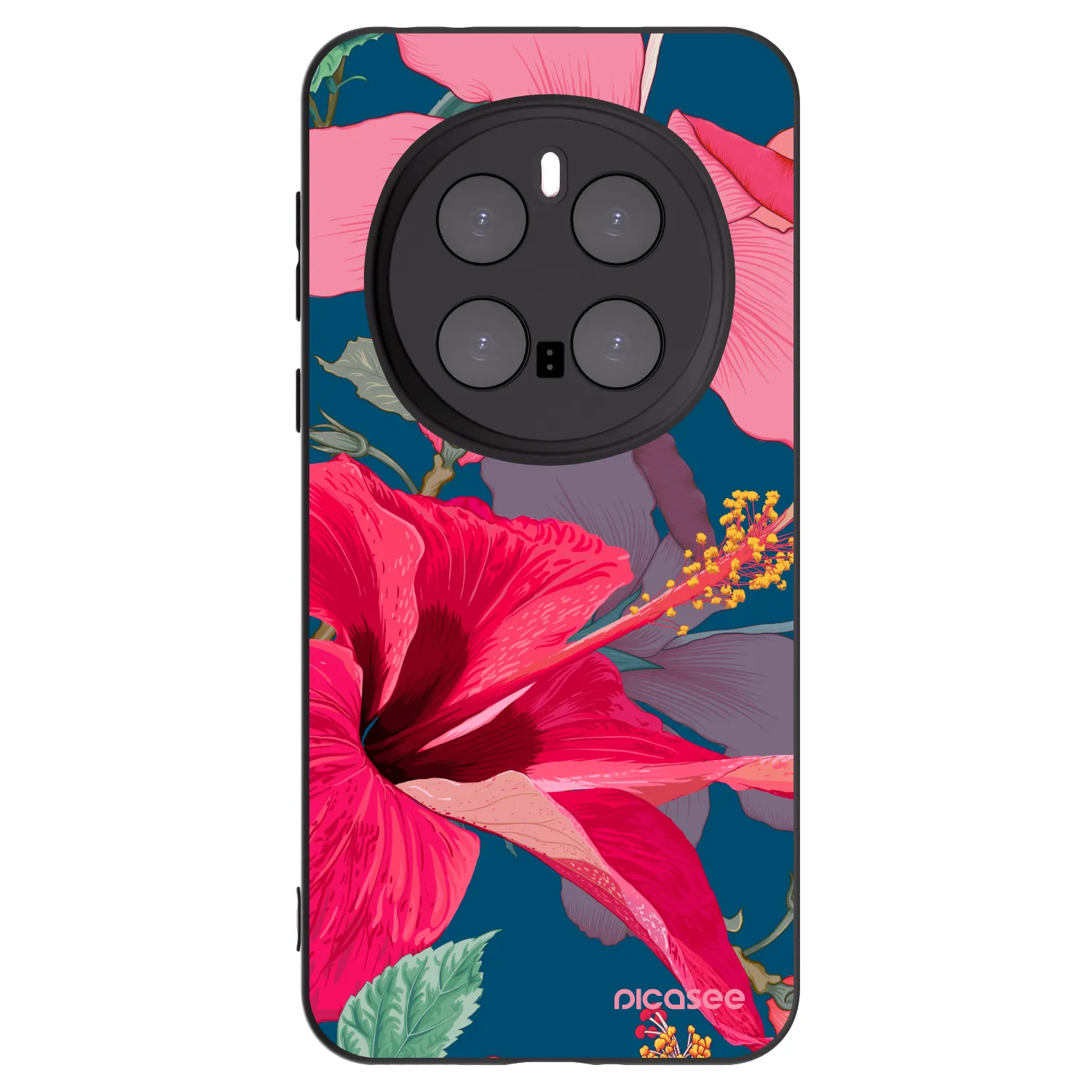 Picasee silikonowe czarne etui na Honor Magic7 Pro 5G - Hibiscus