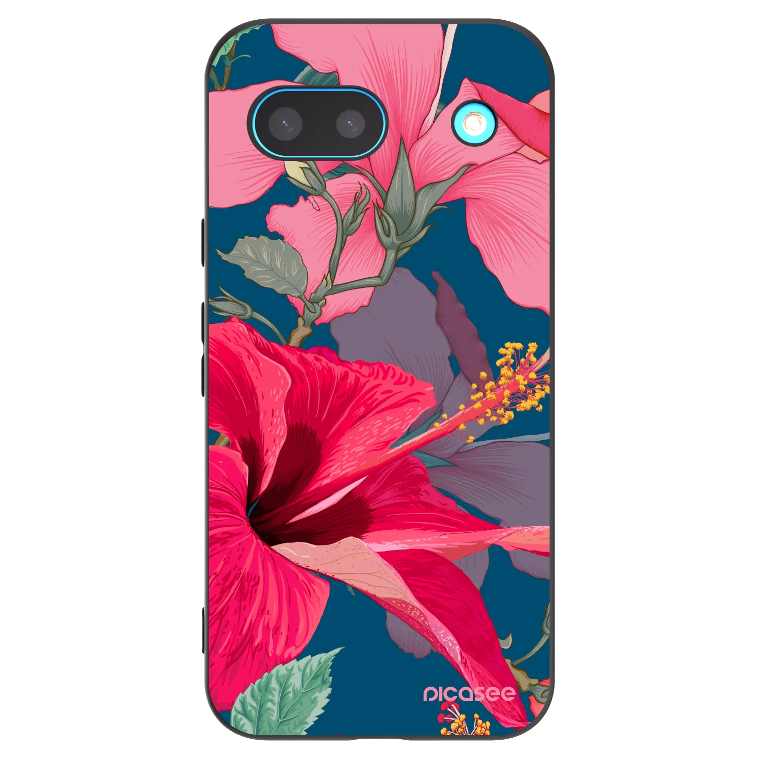 Picasee silikonowe czarne etui na Google Pixel 8a - Hibiscus