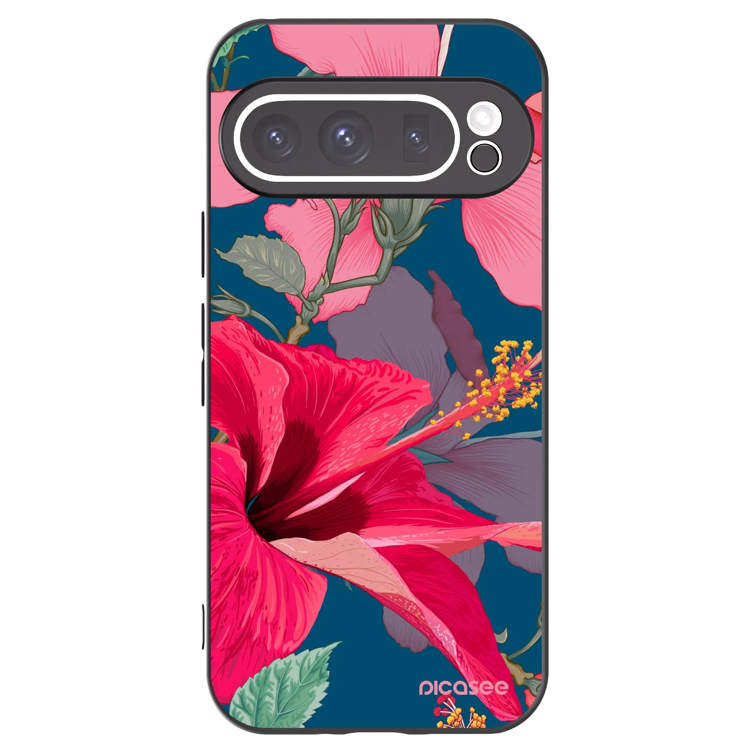 Picasee silikonowe czarne etui na Google Pixel 9 Pro - Hibiscus