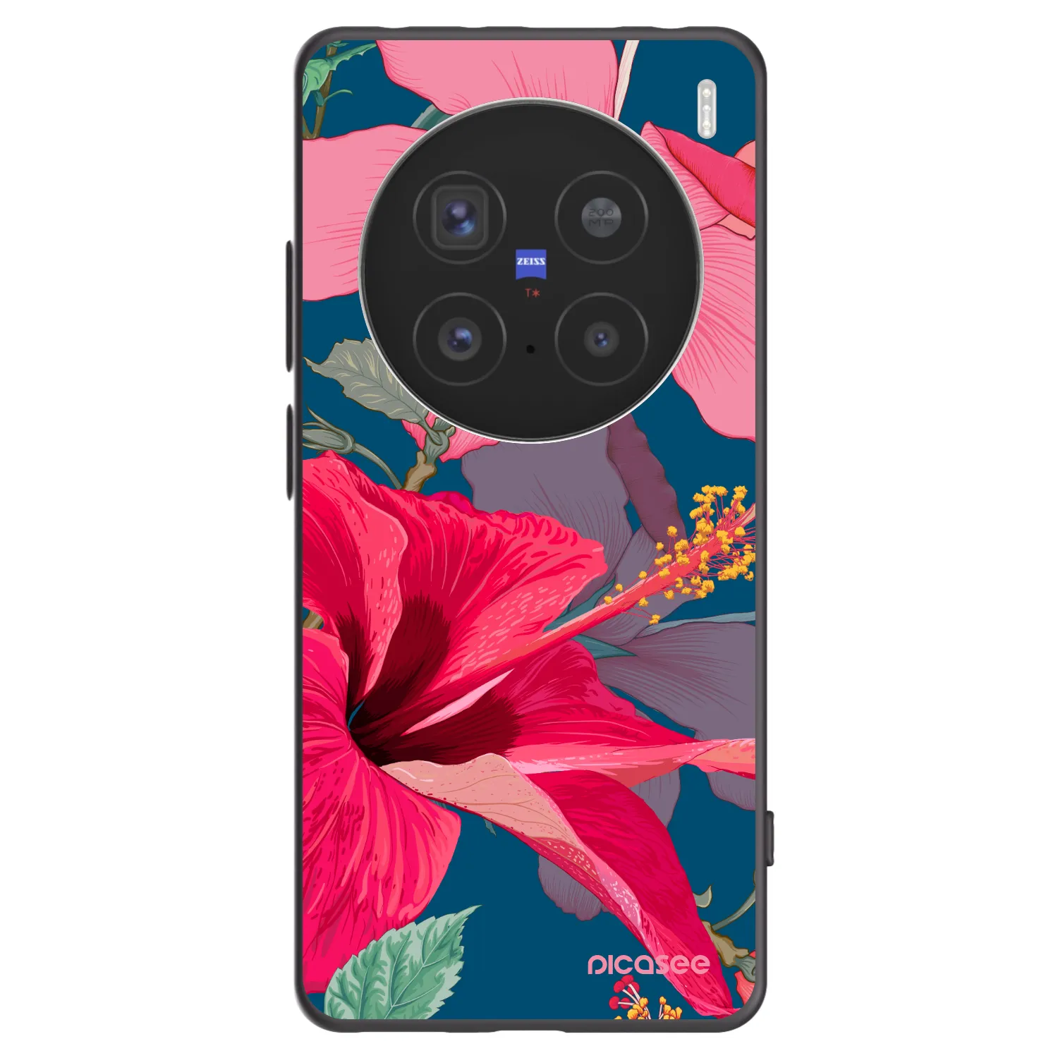 Picasee silikonowe czarne etui na Vivo X200 Pro - Hibiscus